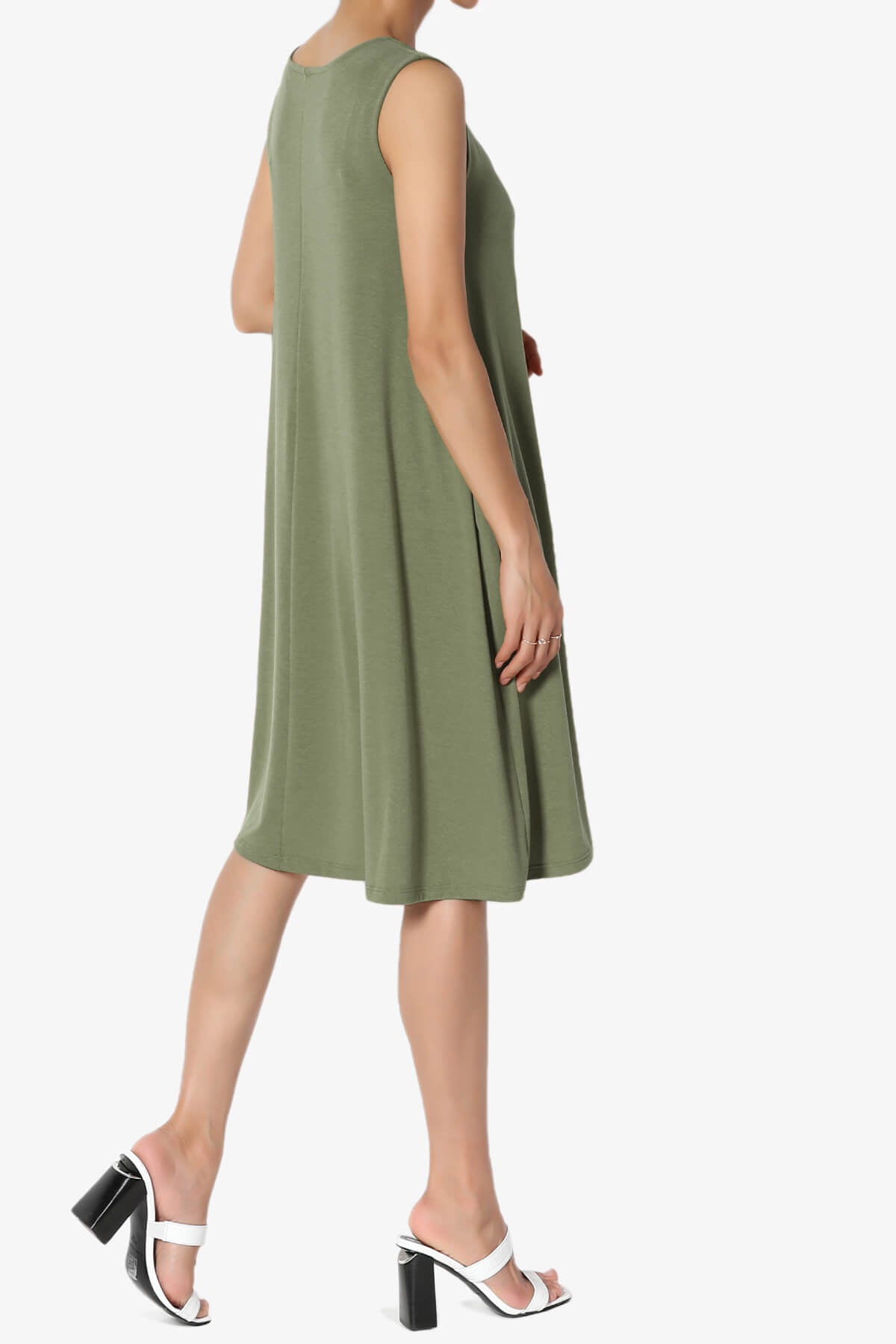 Allie Sleeveless Jersey A-Line Dress DUSTY OLIVE_4