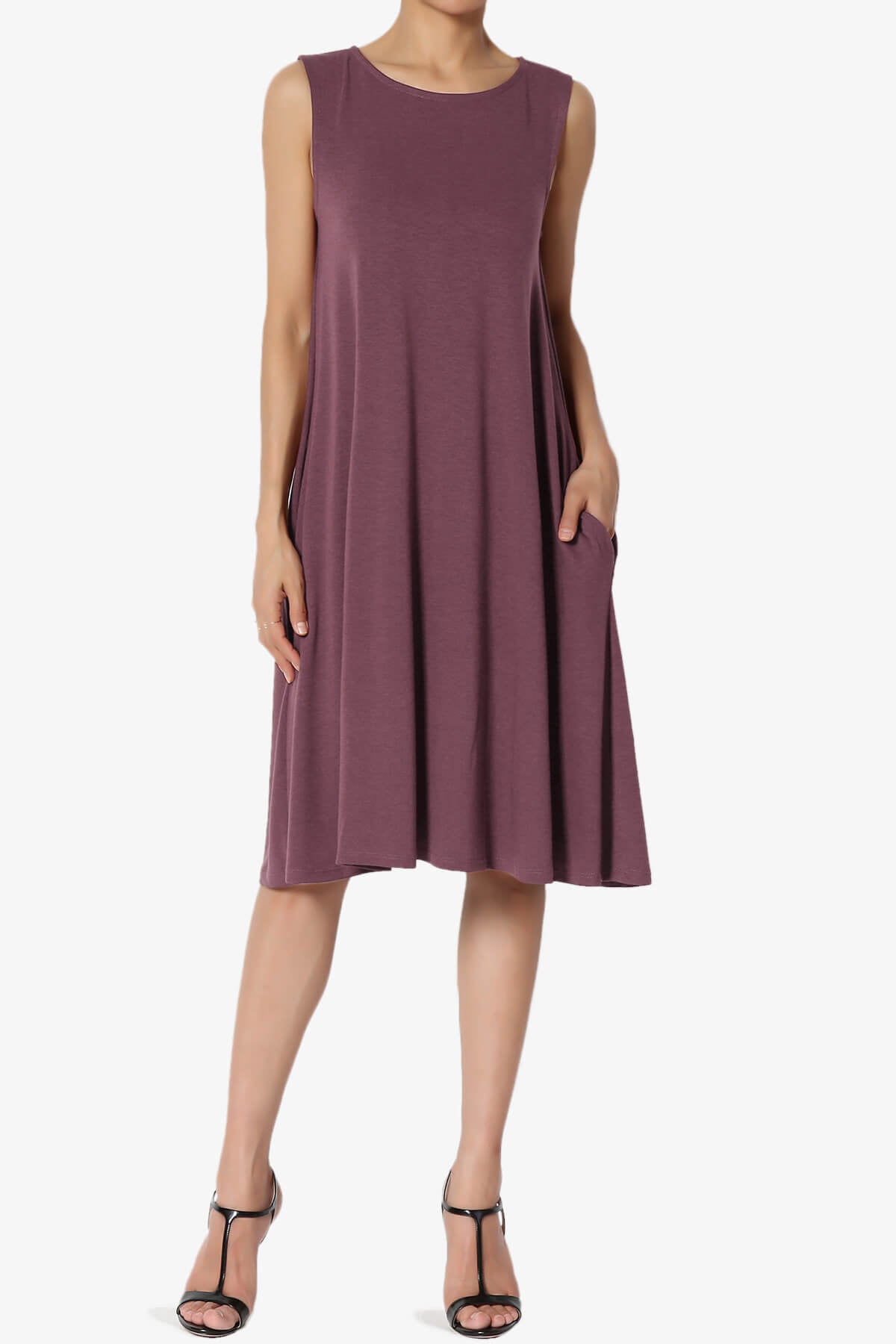 Allie Sleeveless Jersey A-Line Dress DUSTY PLUM_1