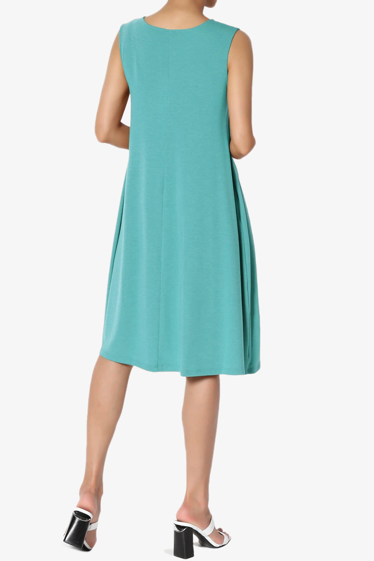Allie Sleeveless Jersey A-Line Dress DUSTY TEAL_2