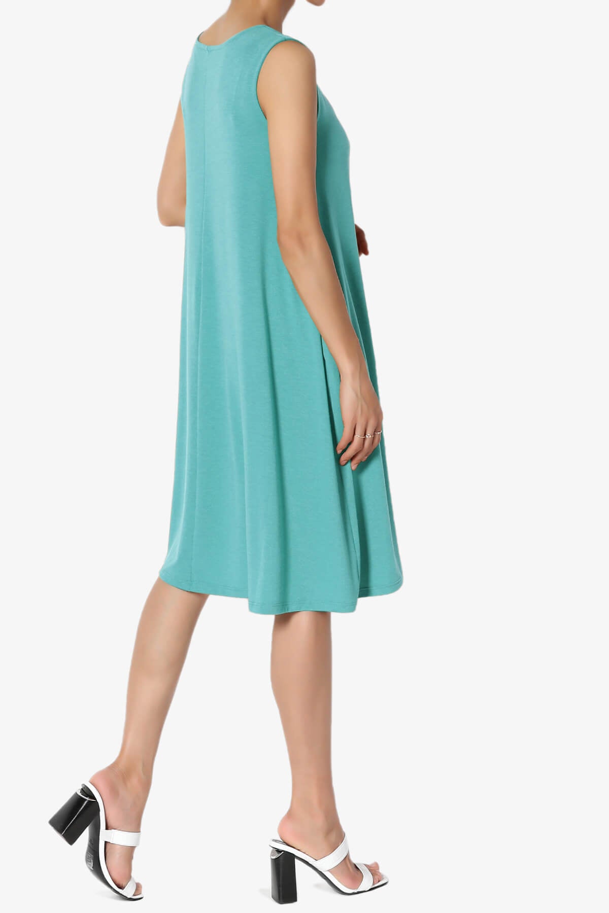 Allie Sleeveless Jersey A-Line Dress DUSTY TEAL_4