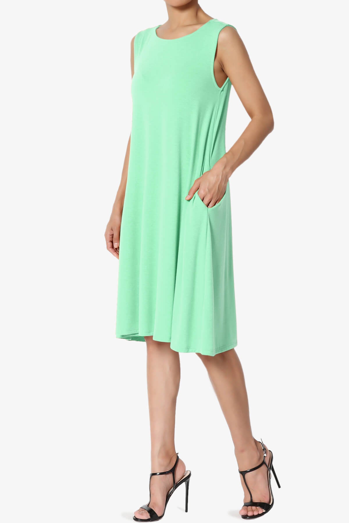 Allie Sleeveless Jersey A-Line Dress GREEN MINT_3