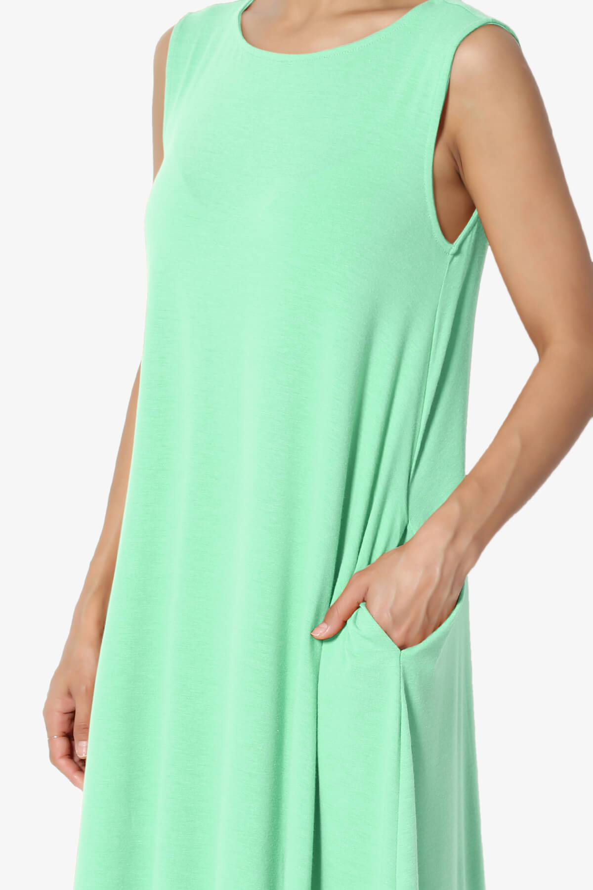 Allie Sleeveless Jersey A-Line Dress GREEN MINT_5