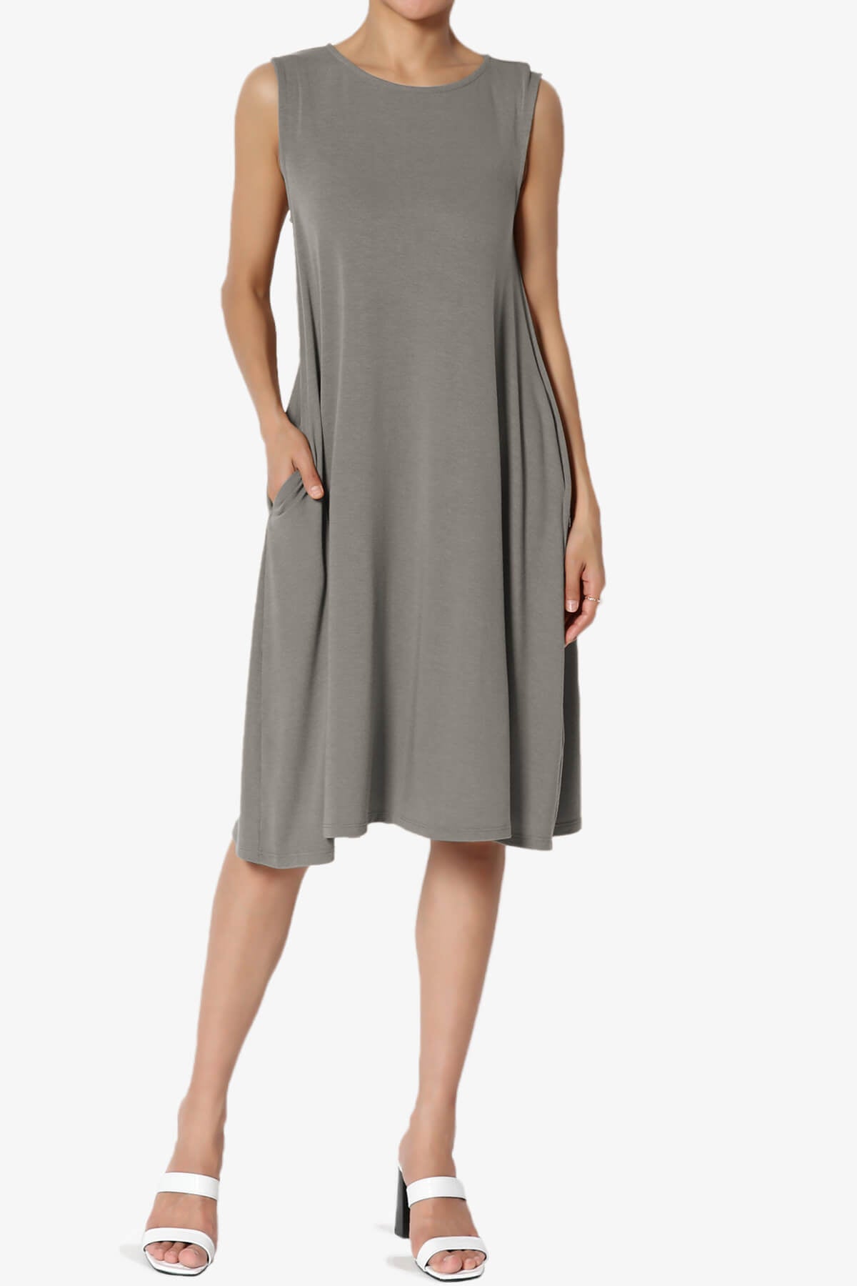 Allie Sleeveless Jersey A-Line Dress GREY_1