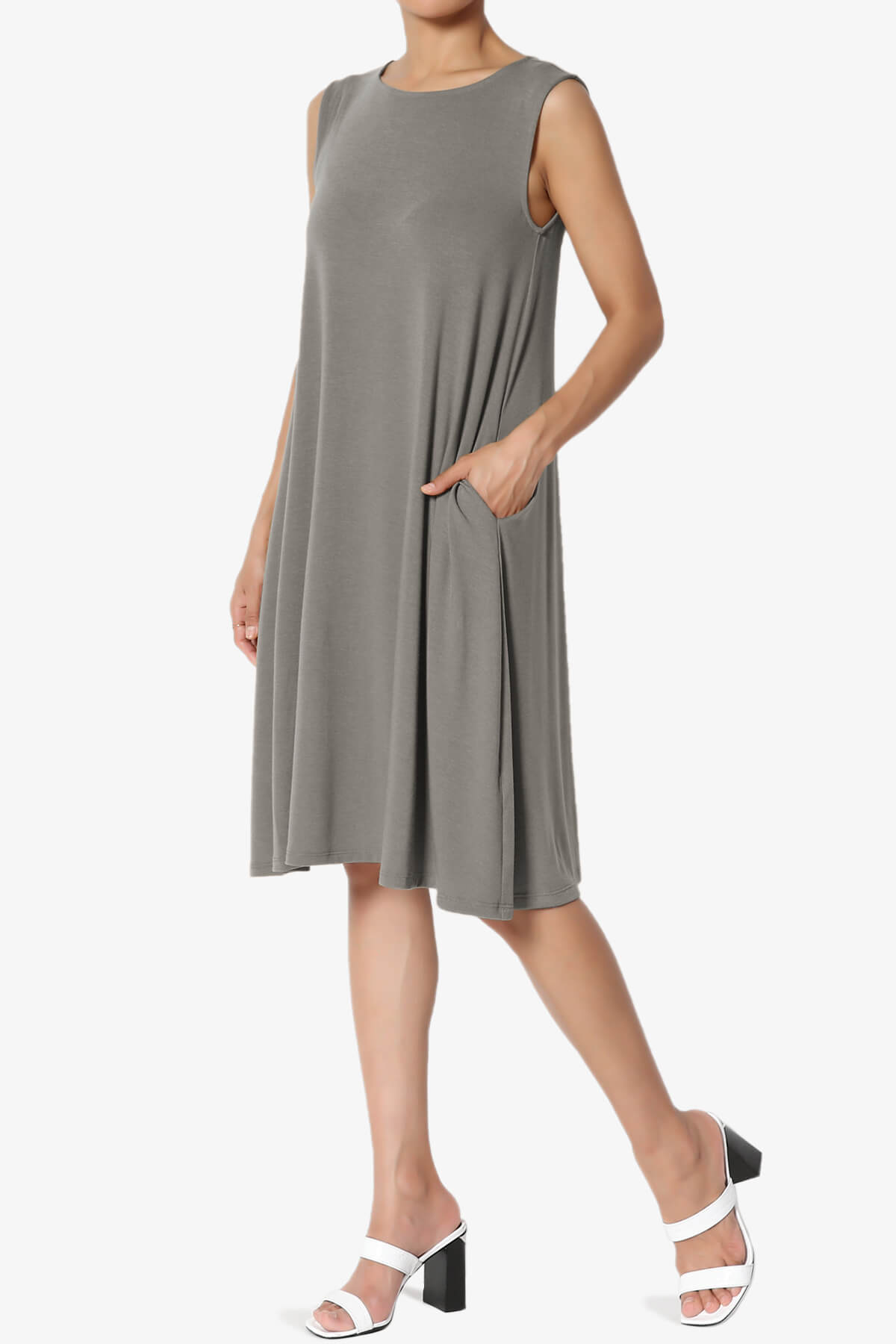 Allie Sleeveless Jersey A-Line Dress GREY_3