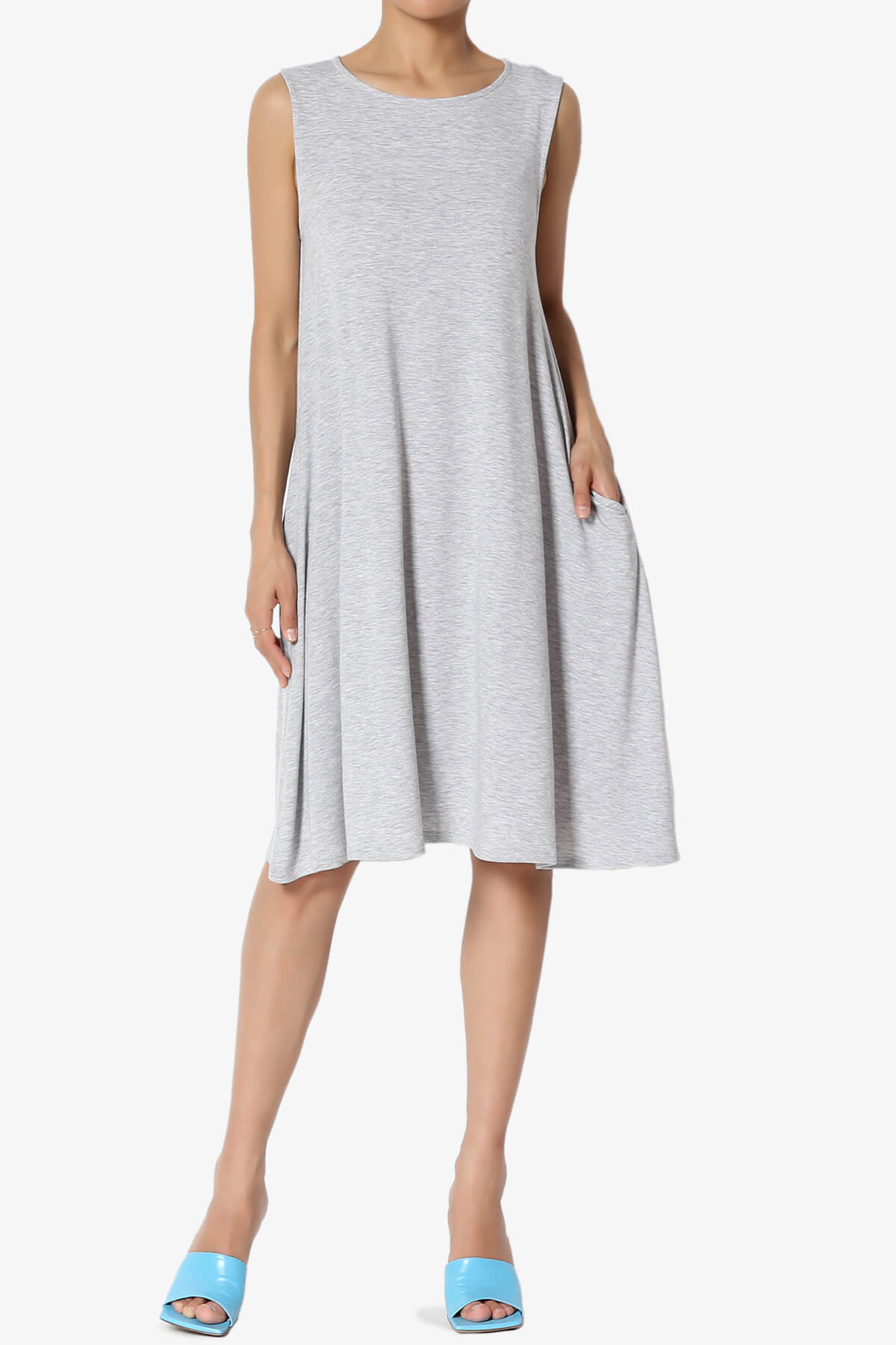 Allie Sleeveless Jersey A-Line Dress HEATHER GREY_1