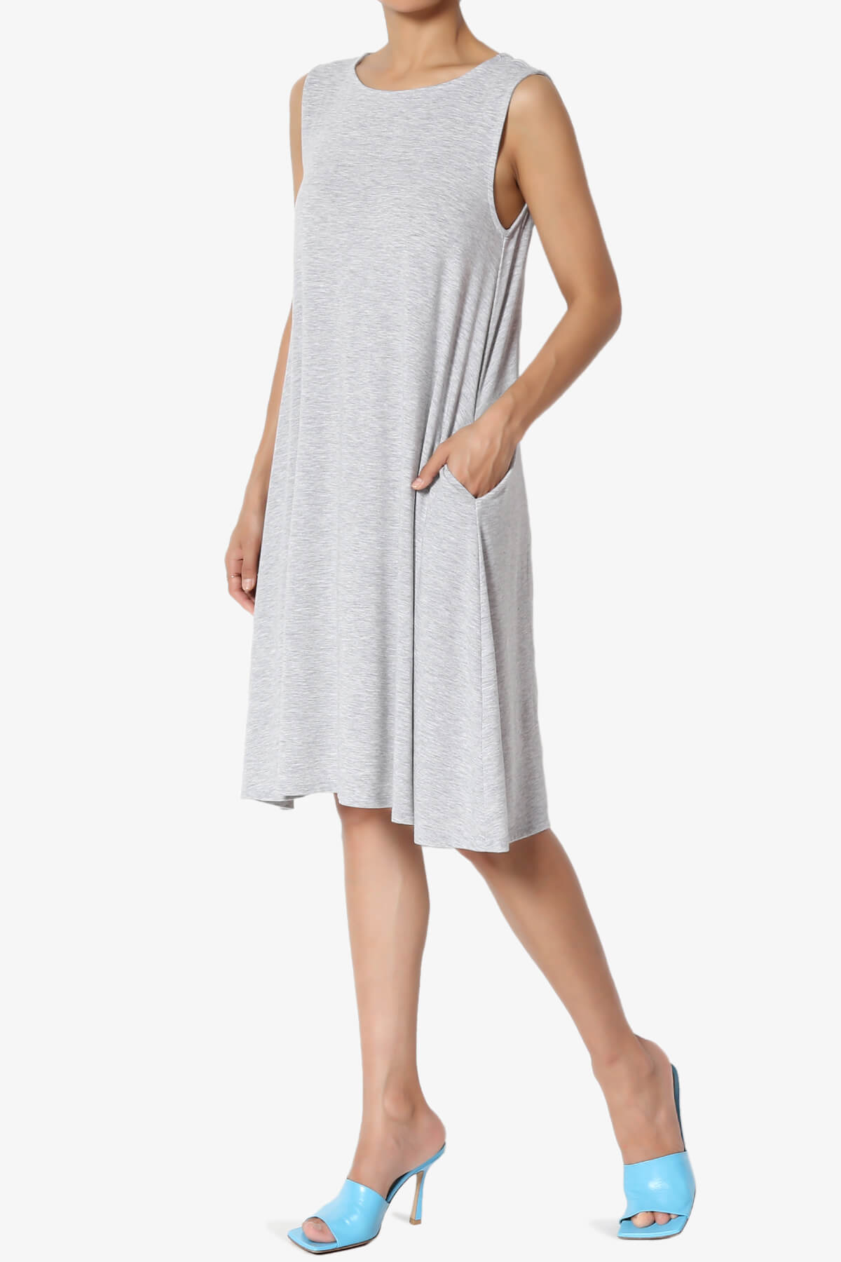 Allie Sleeveless Jersey A-Line Dress HEATHER GREY_3