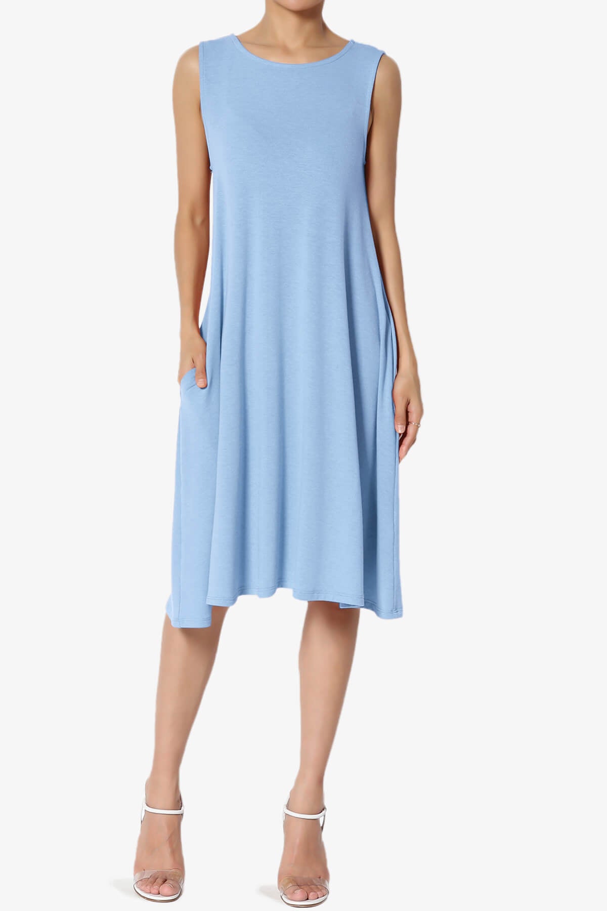 Allie Sleeveless Jersey A-Line Dress LIGHT BLUE_1