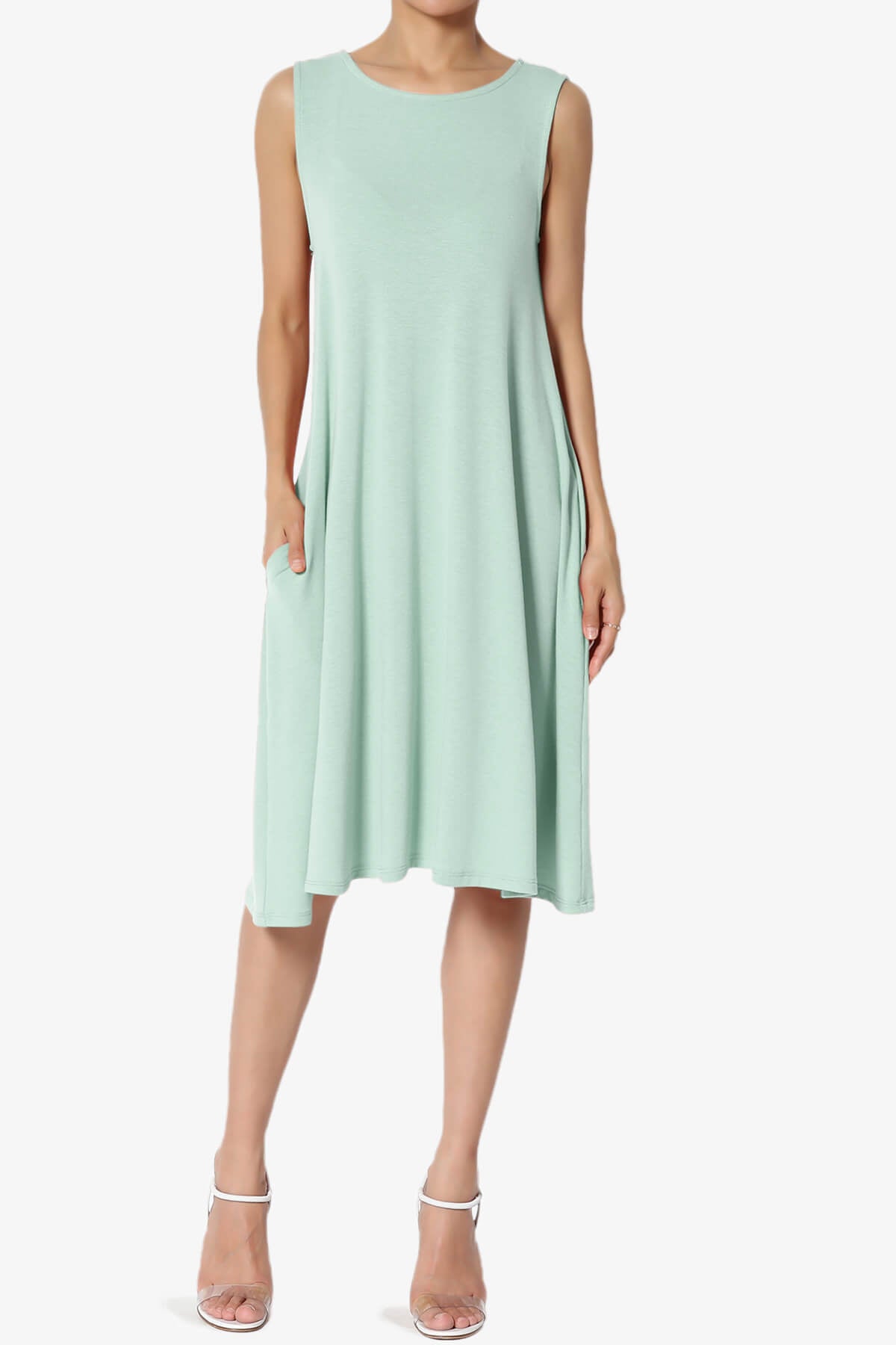 Allie Sleeveless Jersey A-Line Dress LIGHT GREEN_1