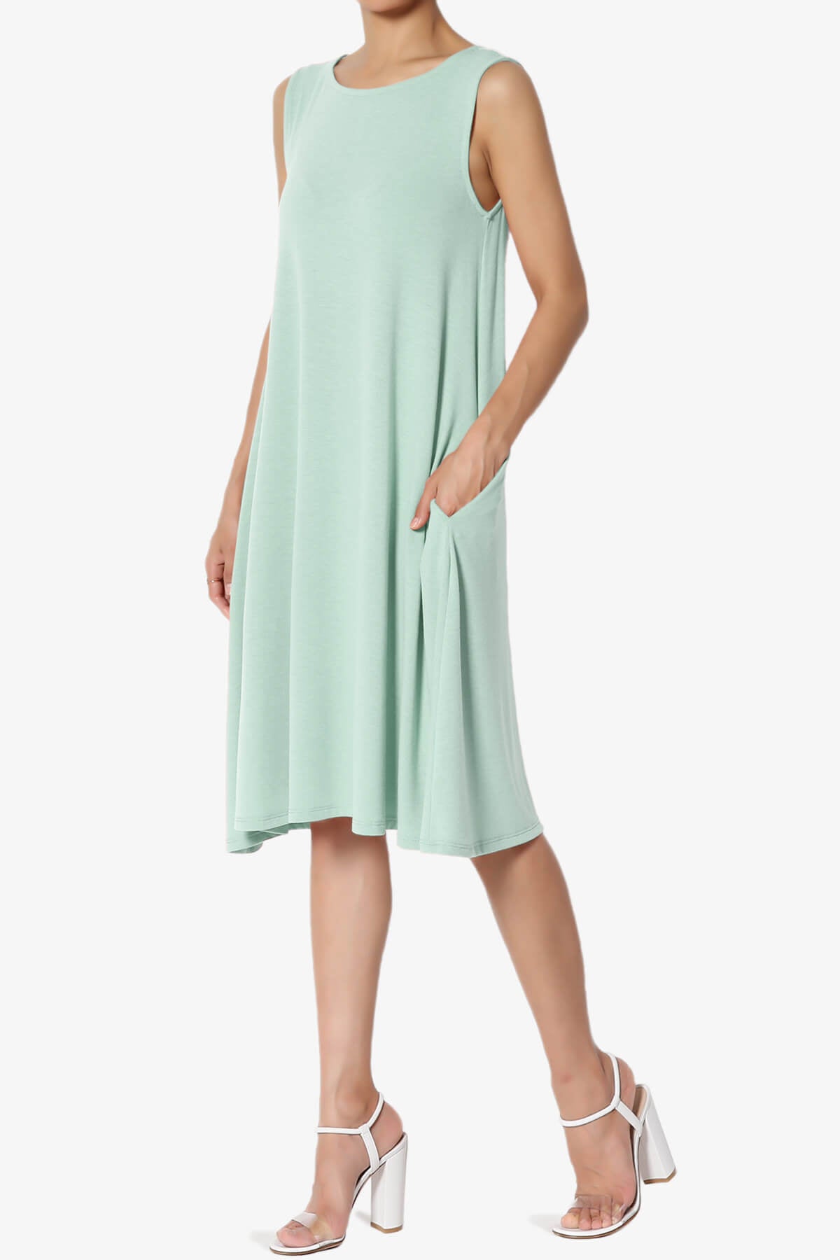 Allie Sleeveless Jersey A-Line Dress LIGHT GREEN_3