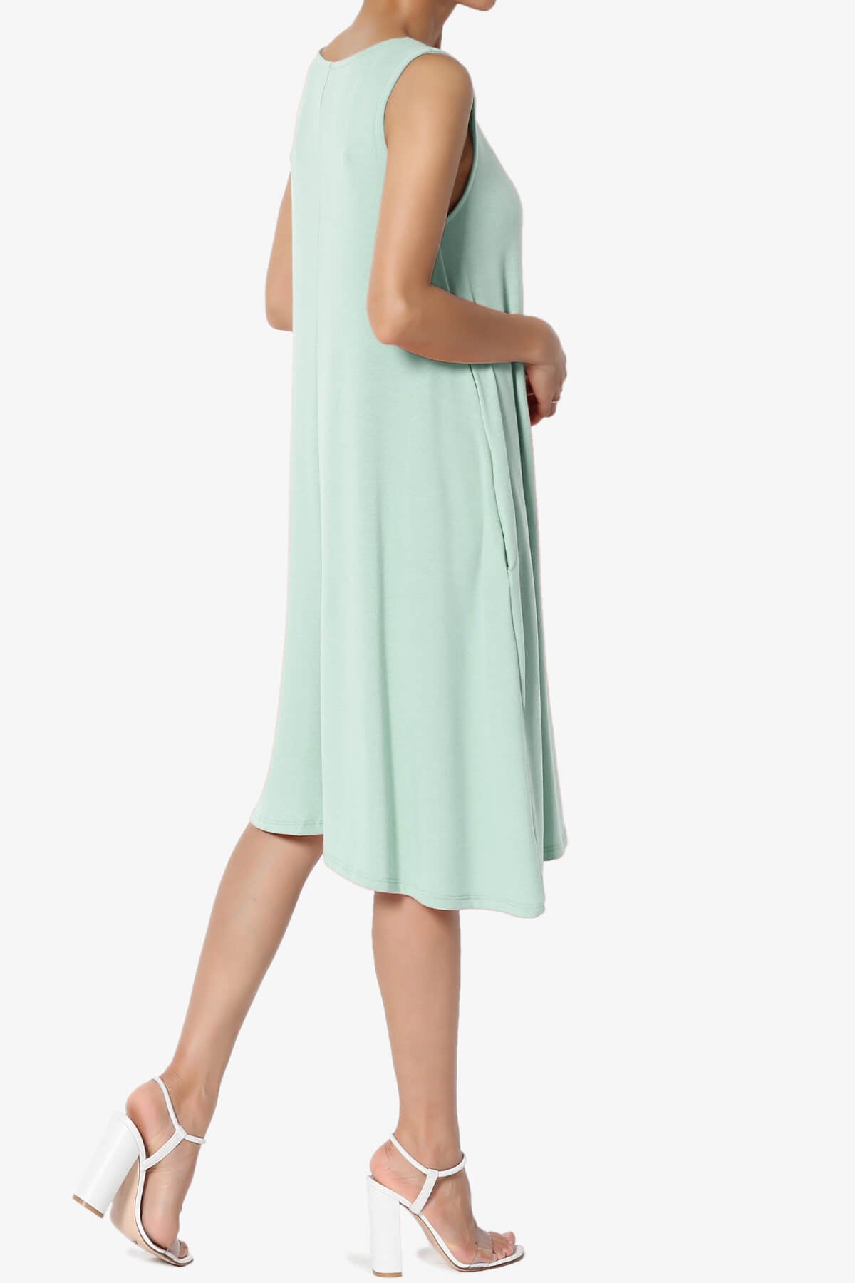 Allie Sleeveless Jersey A-Line Dress LIGHT GREEN_4