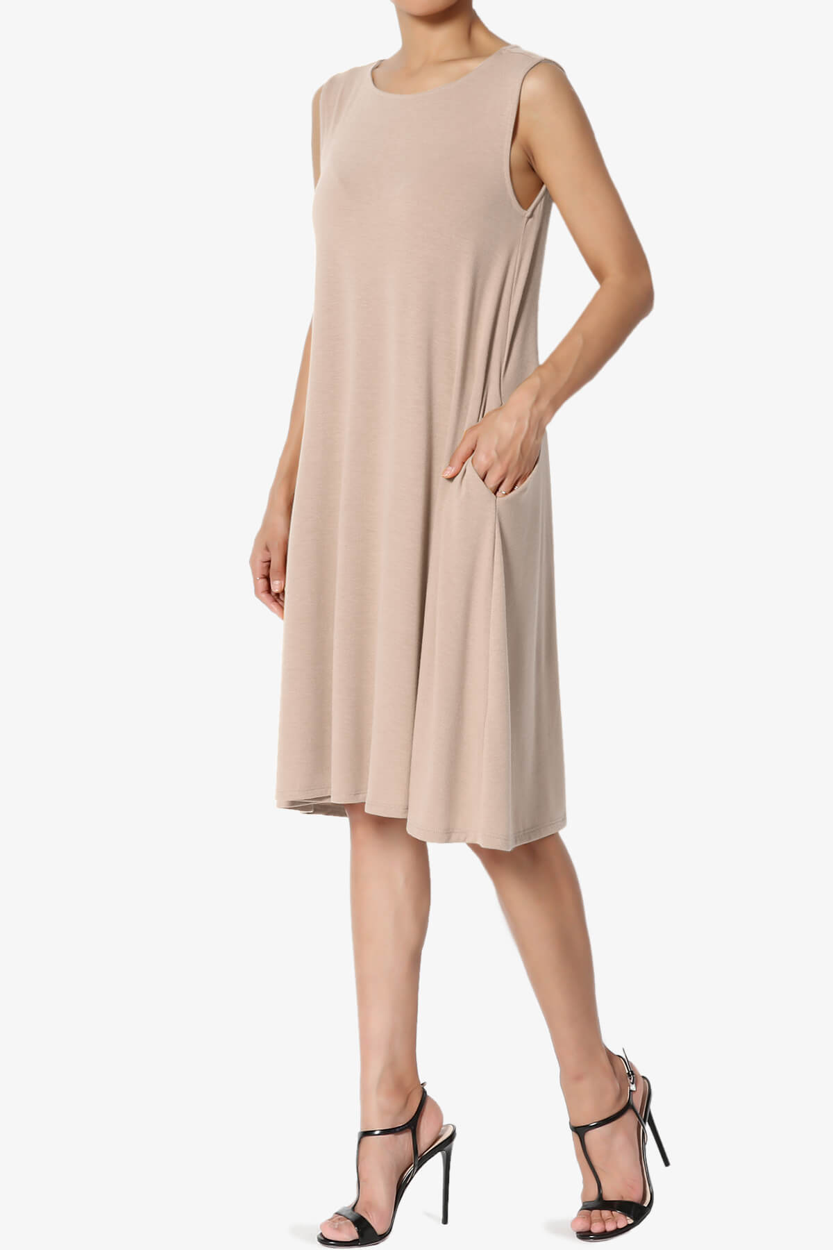 Allie Sleeveless Jersey A-Line Dress LIGHT MOCHA_3