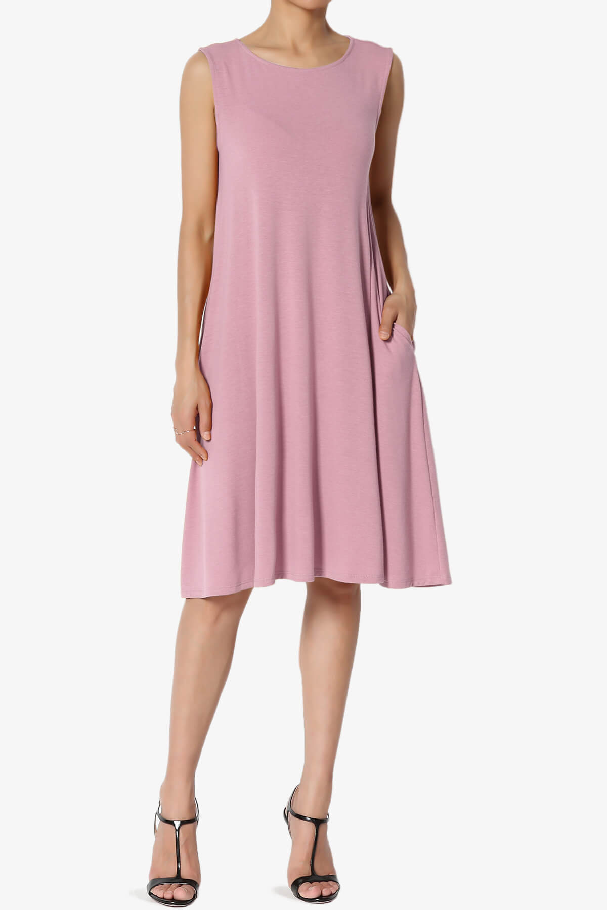 Allie Sleeveless Jersey A-Line Dress LIGHT ROSE_1