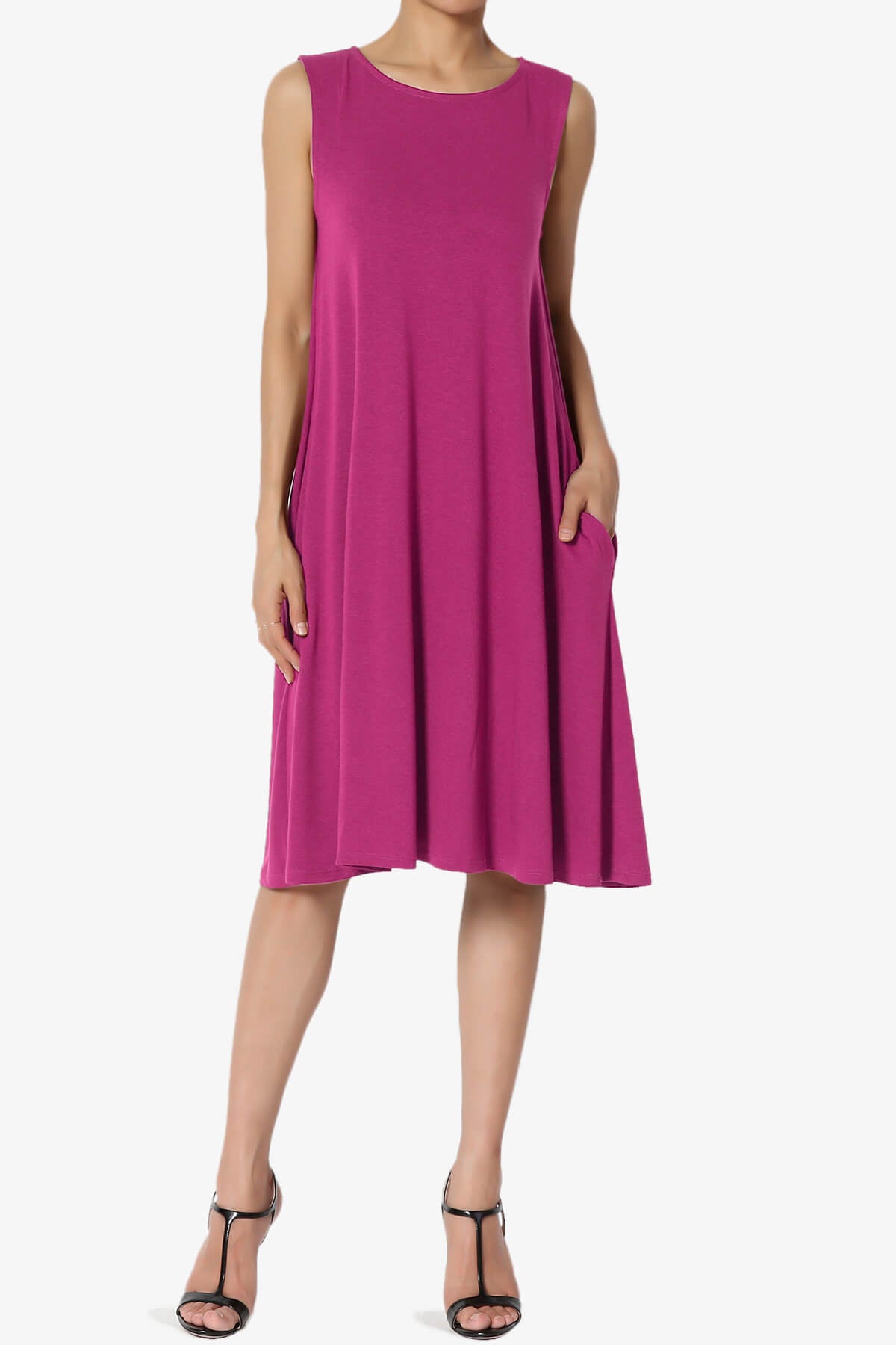 Allie Sleeveless Jersey A-Line Dress MAGENTA_1