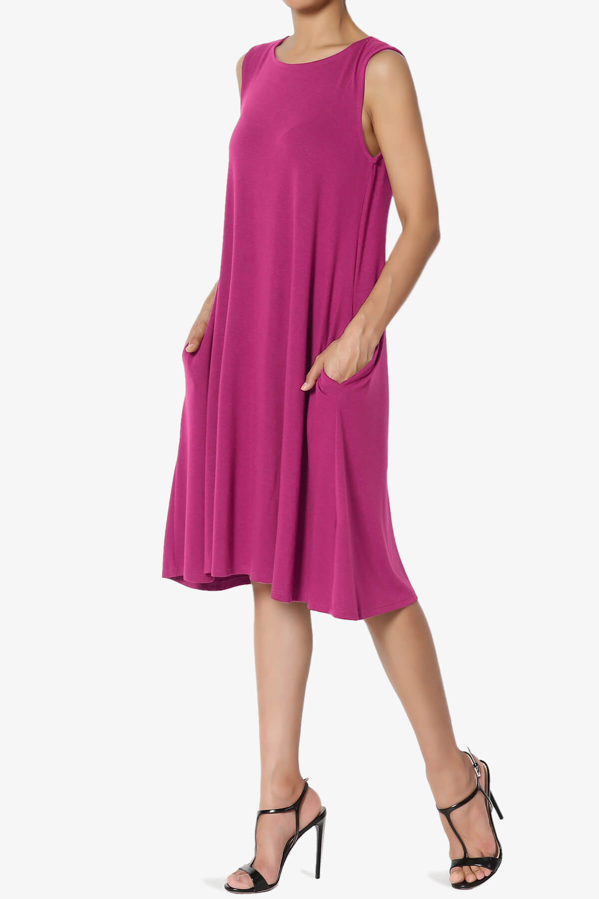Allie Sleeveless Jersey A-Line Dress MAGENTA_3