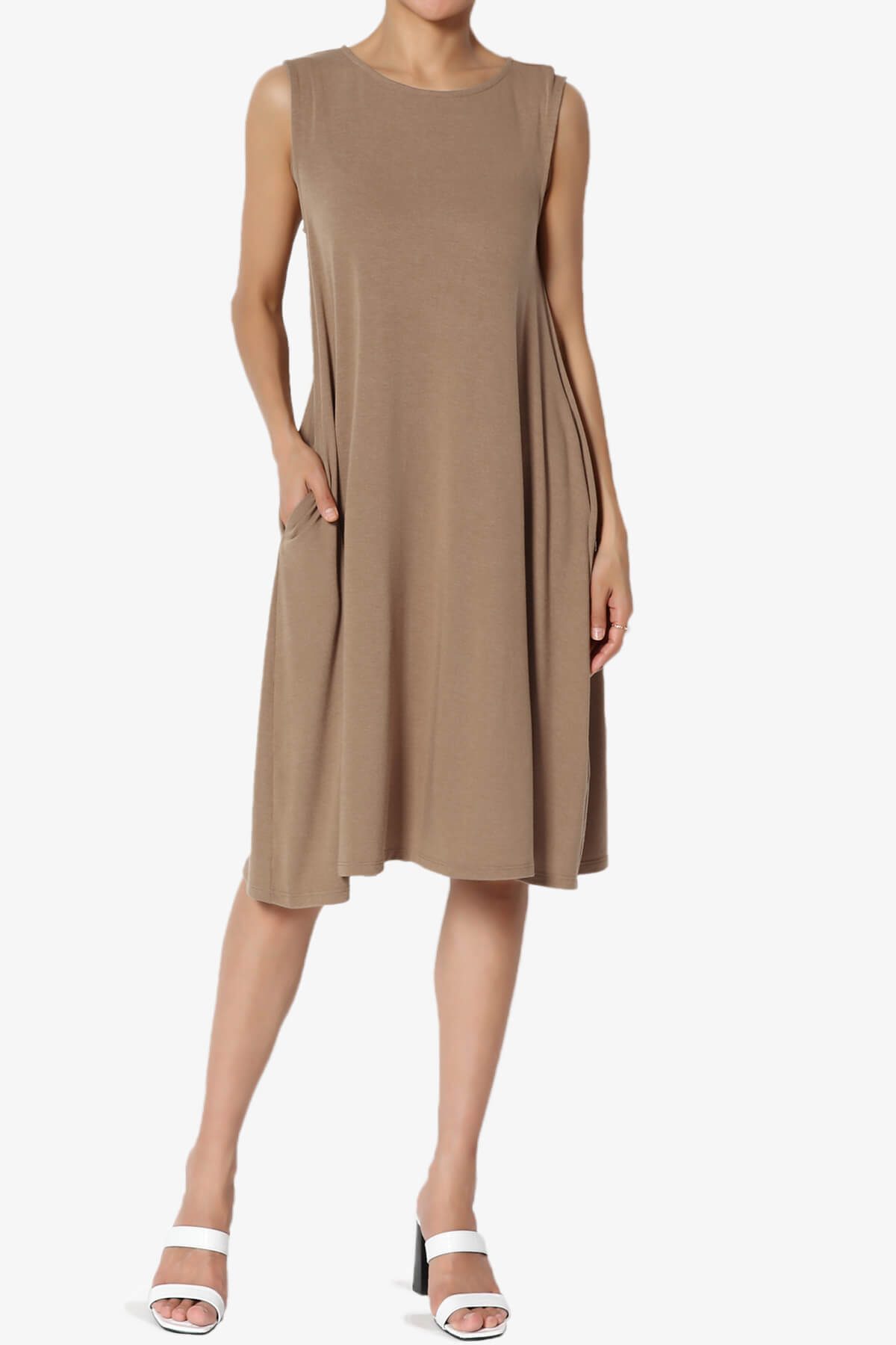 Allie Sleeveless Jersey A-Line Dress MOCHA_1