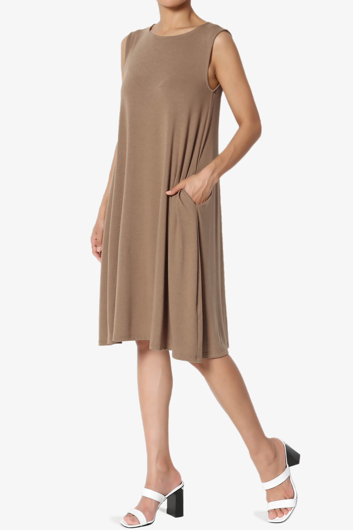 Allie Sleeveless Jersey A-Line Dress MOCHA_3