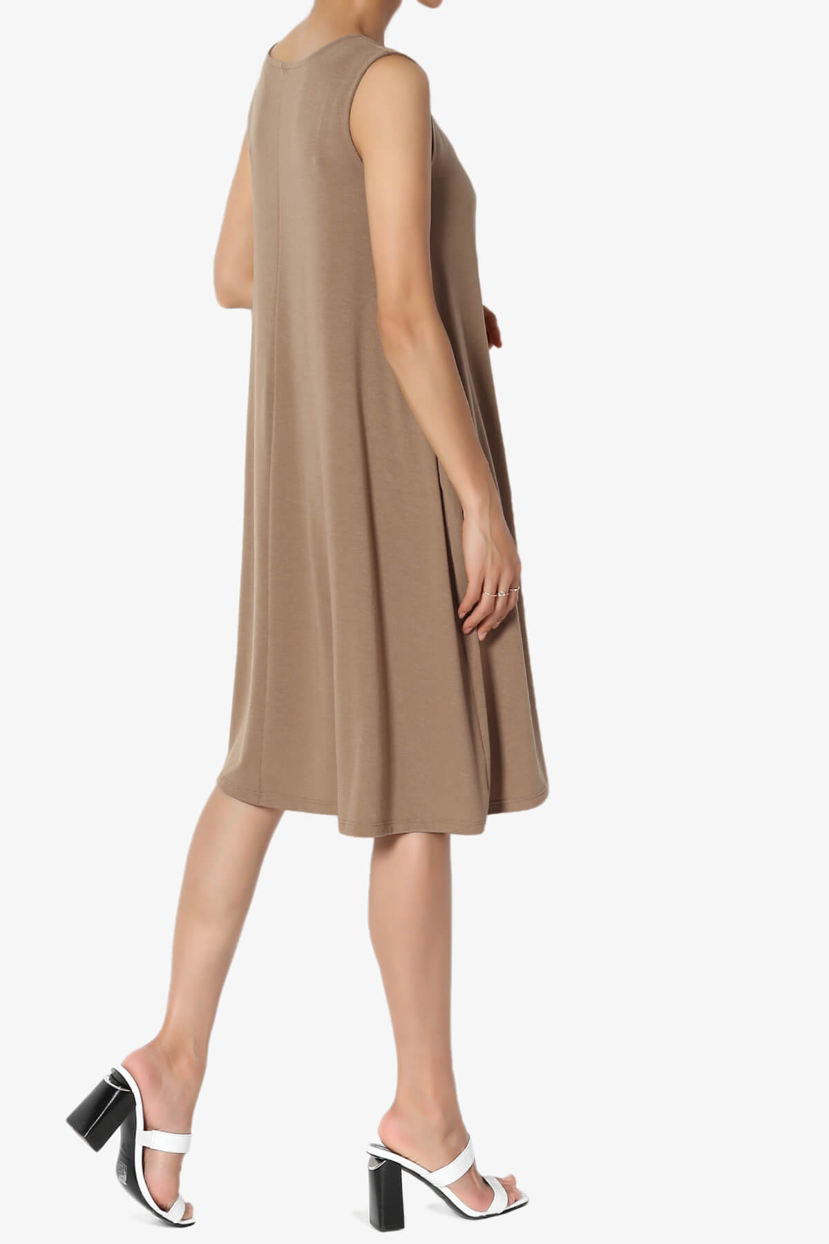 Allie Sleeveless Jersey A-Line Dress MOCHA_4