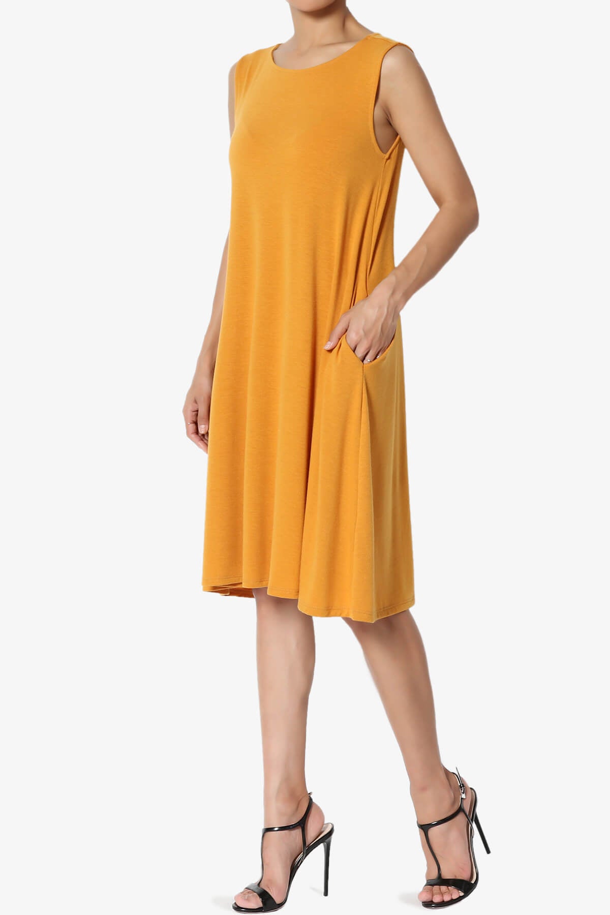 Allie Sleeveless Jersey A-Line Dress MUSTARD_3