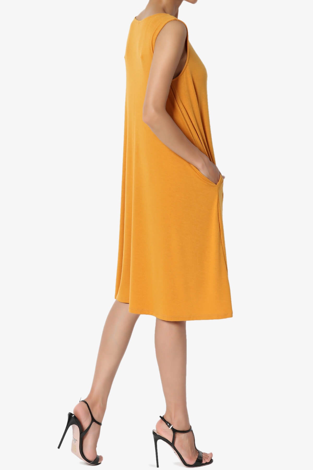Allie Sleeveless Jersey A-Line Dress MUSTARD_4