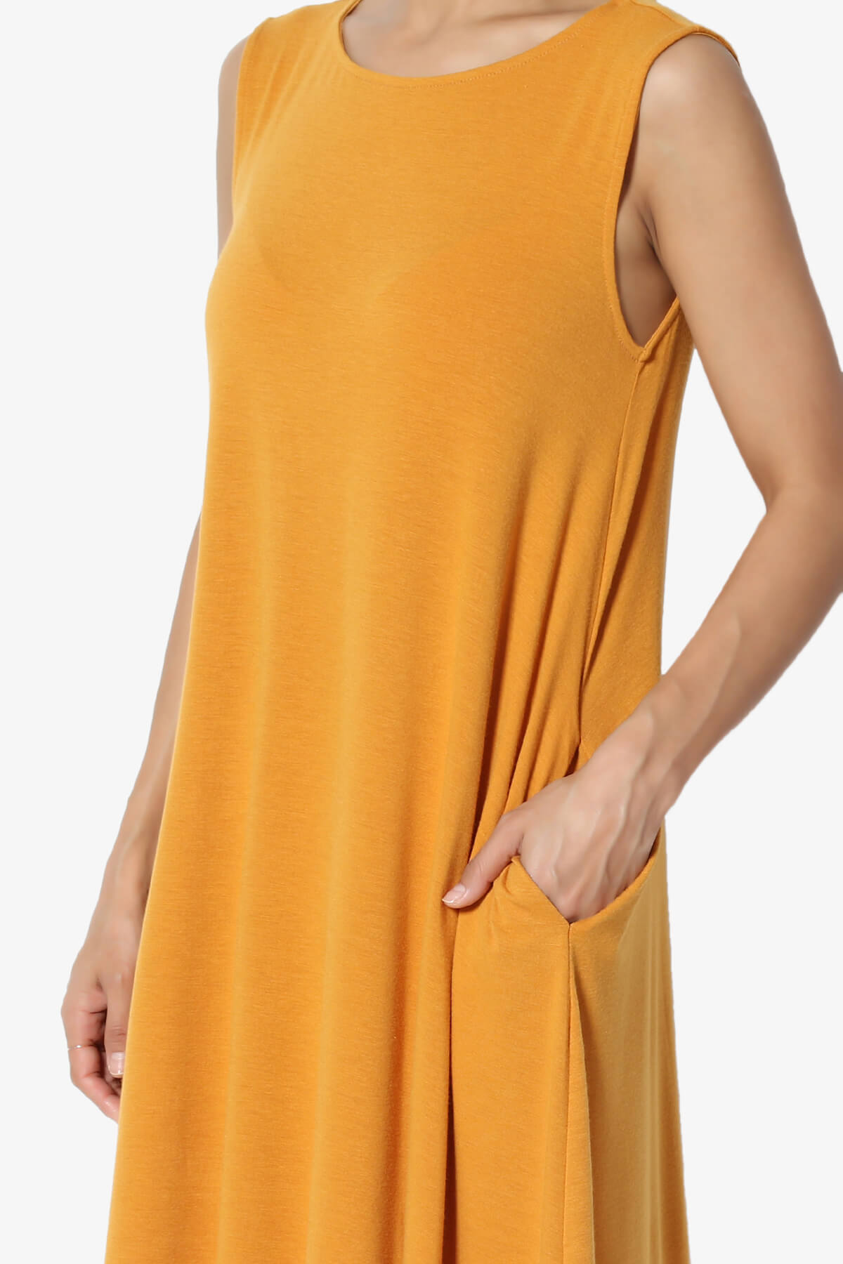 Allie Sleeveless Jersey A-Line Dress MUSTARD_5