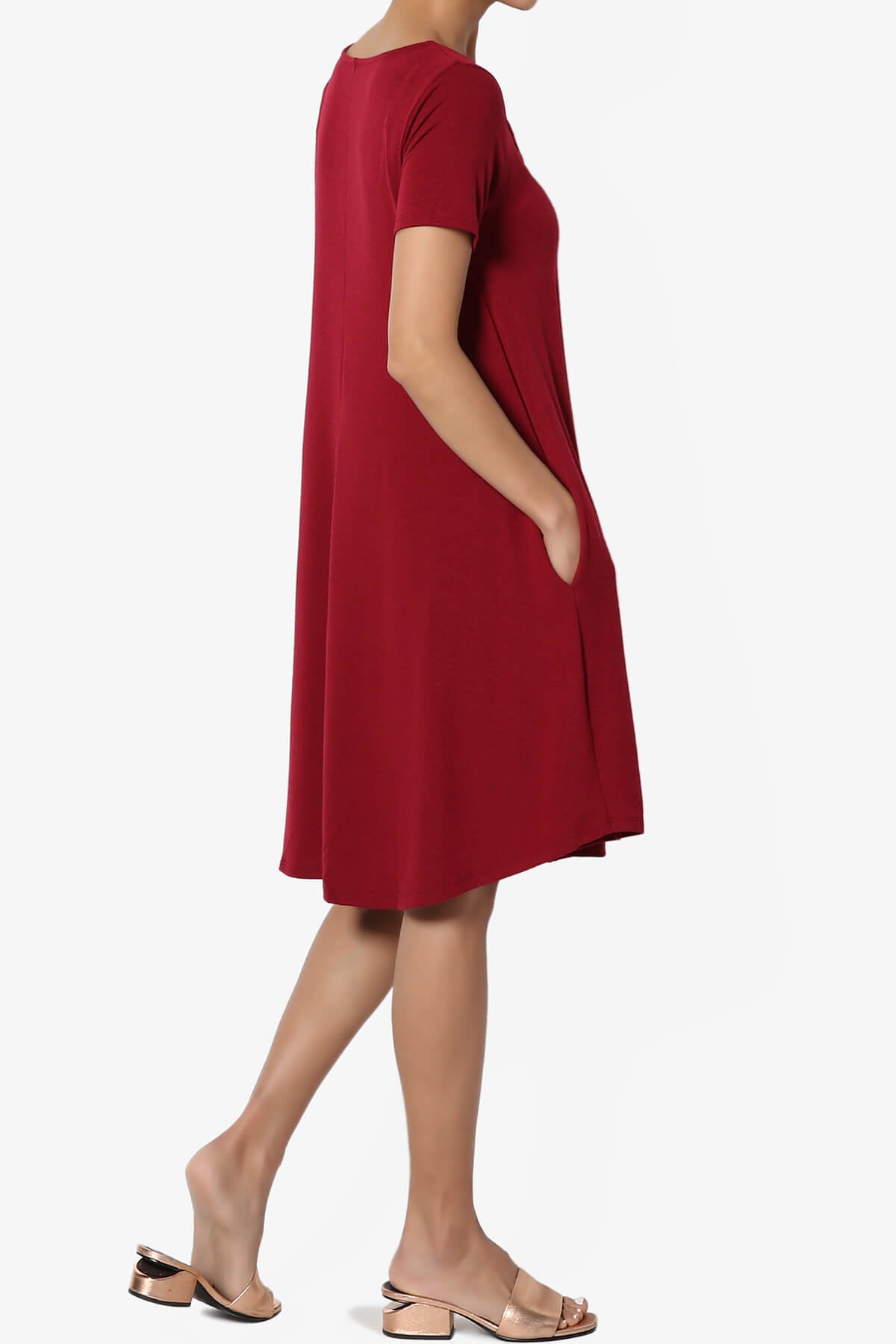 Amella Strappy Scoop Neck Pocket Dress BURGUNDY_4