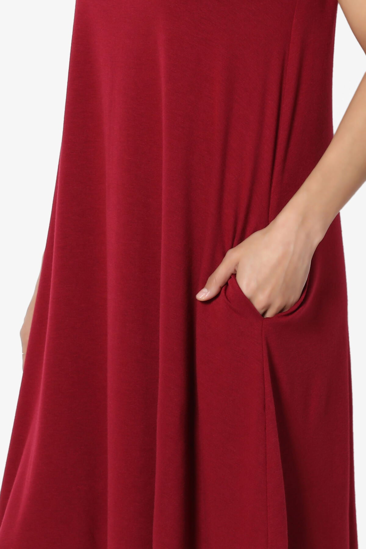 Amella Strappy Scoop Neck Pocket Dress BURGUNDY_5
