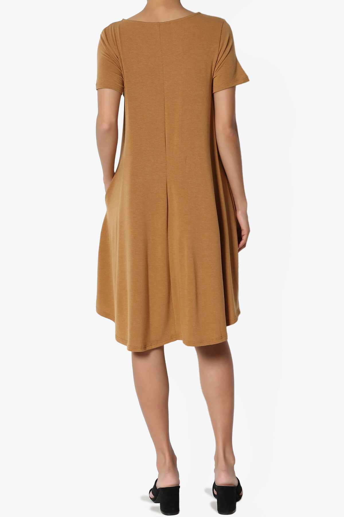 Amella Strappy Scoop Neck Pocket Dress COFFEE_2