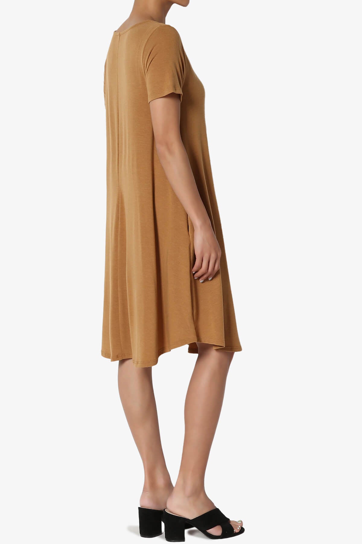 Amella Strappy Scoop Neck Pocket Dress COFFEE_4