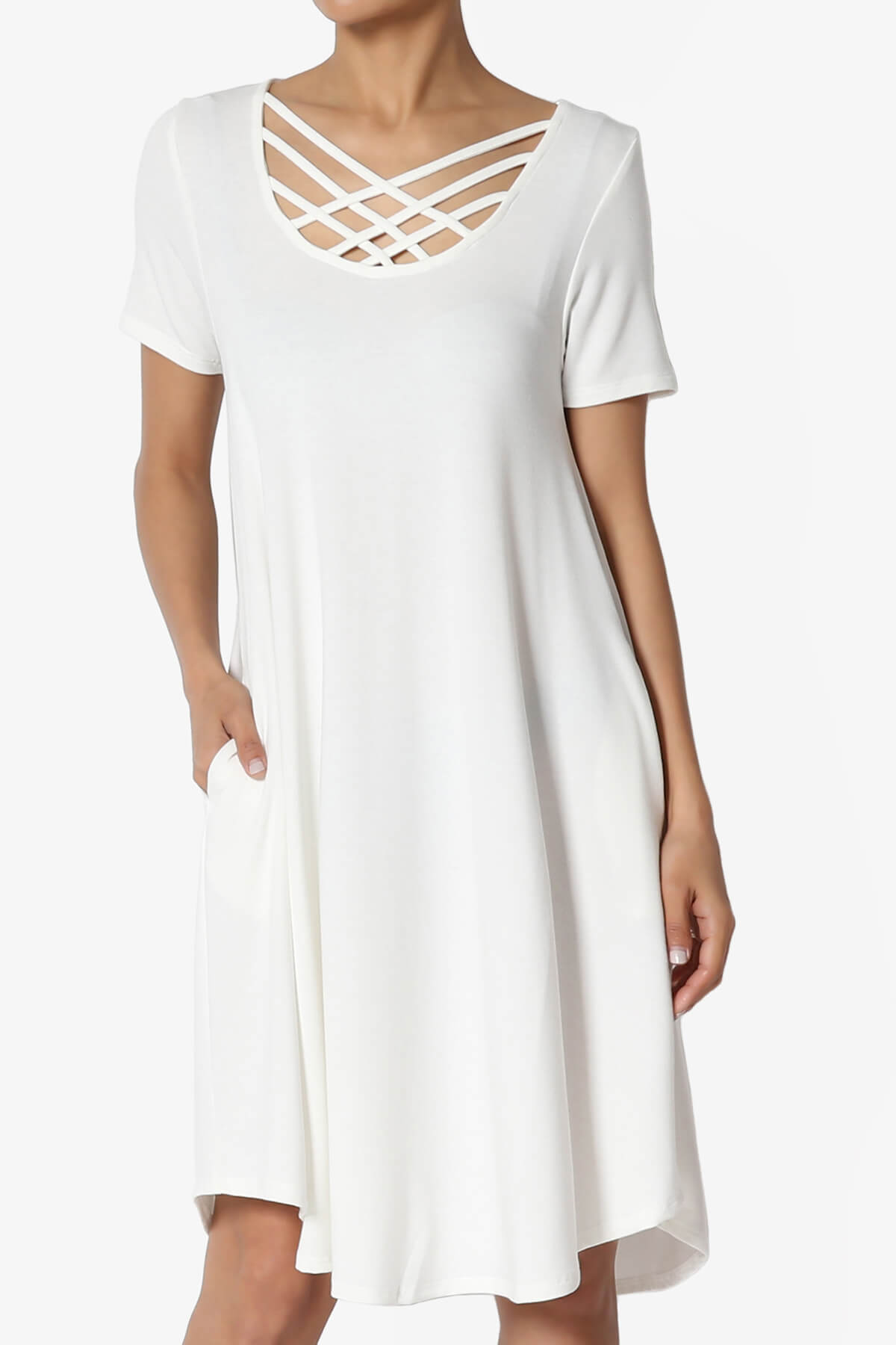 Amella Strappy Scoop Neck Pocket Dress IVORY_1
