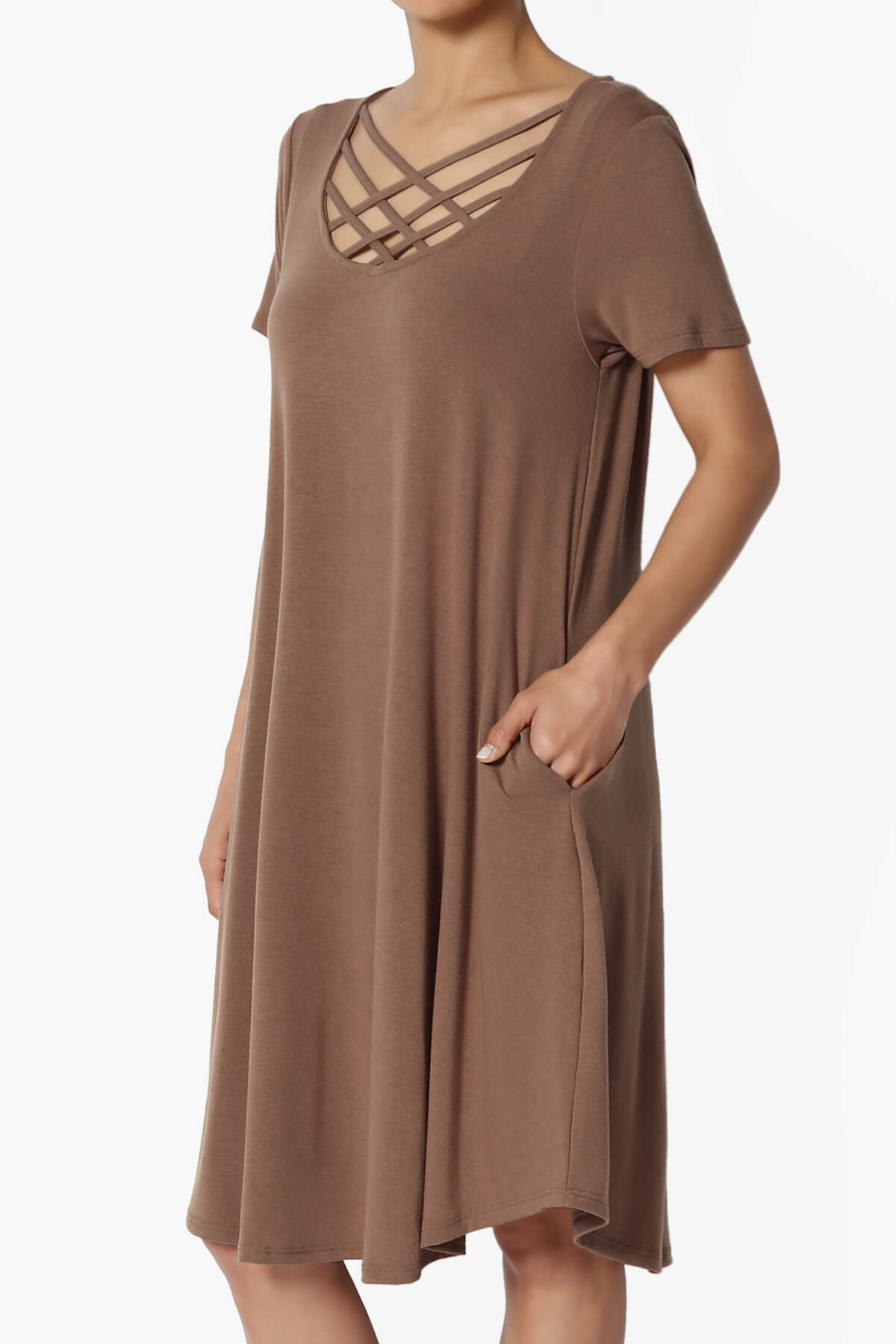 Amella Strappy Scoop Neck Pocket Dress MOCHA_3