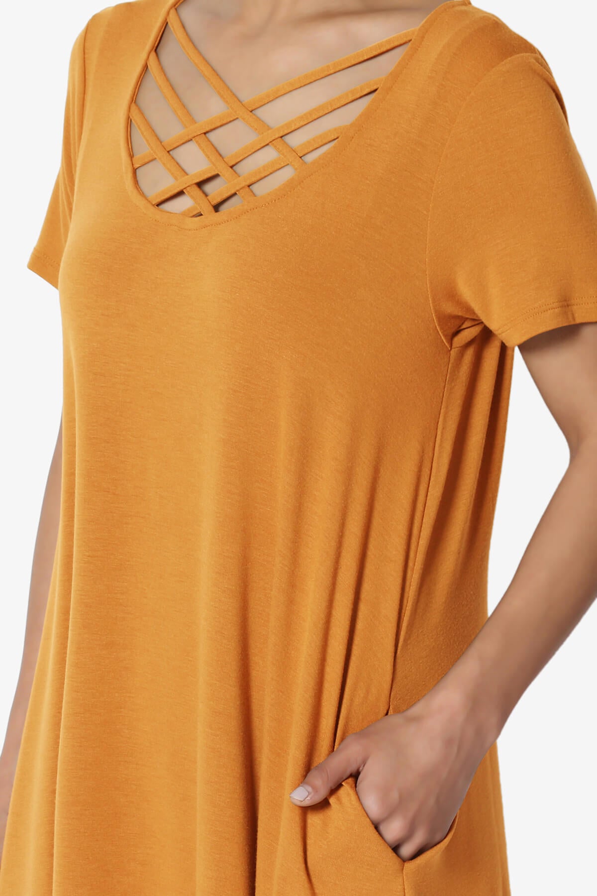 Amella Strappy Scoop Neck Pocket Dress MUSTARD_5