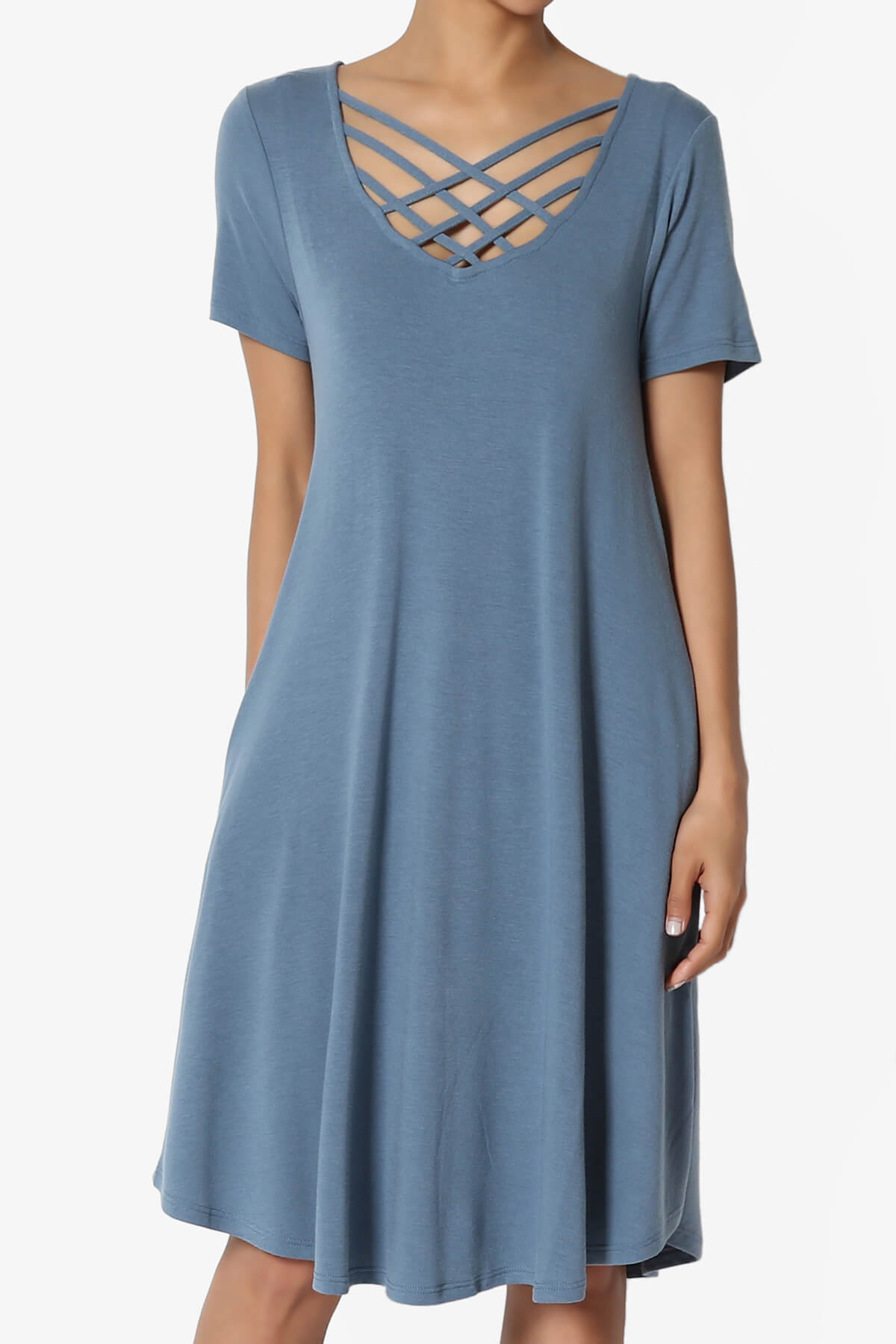 Amella Strappy Scoop Neck Pocket Dress TITANIUM_1