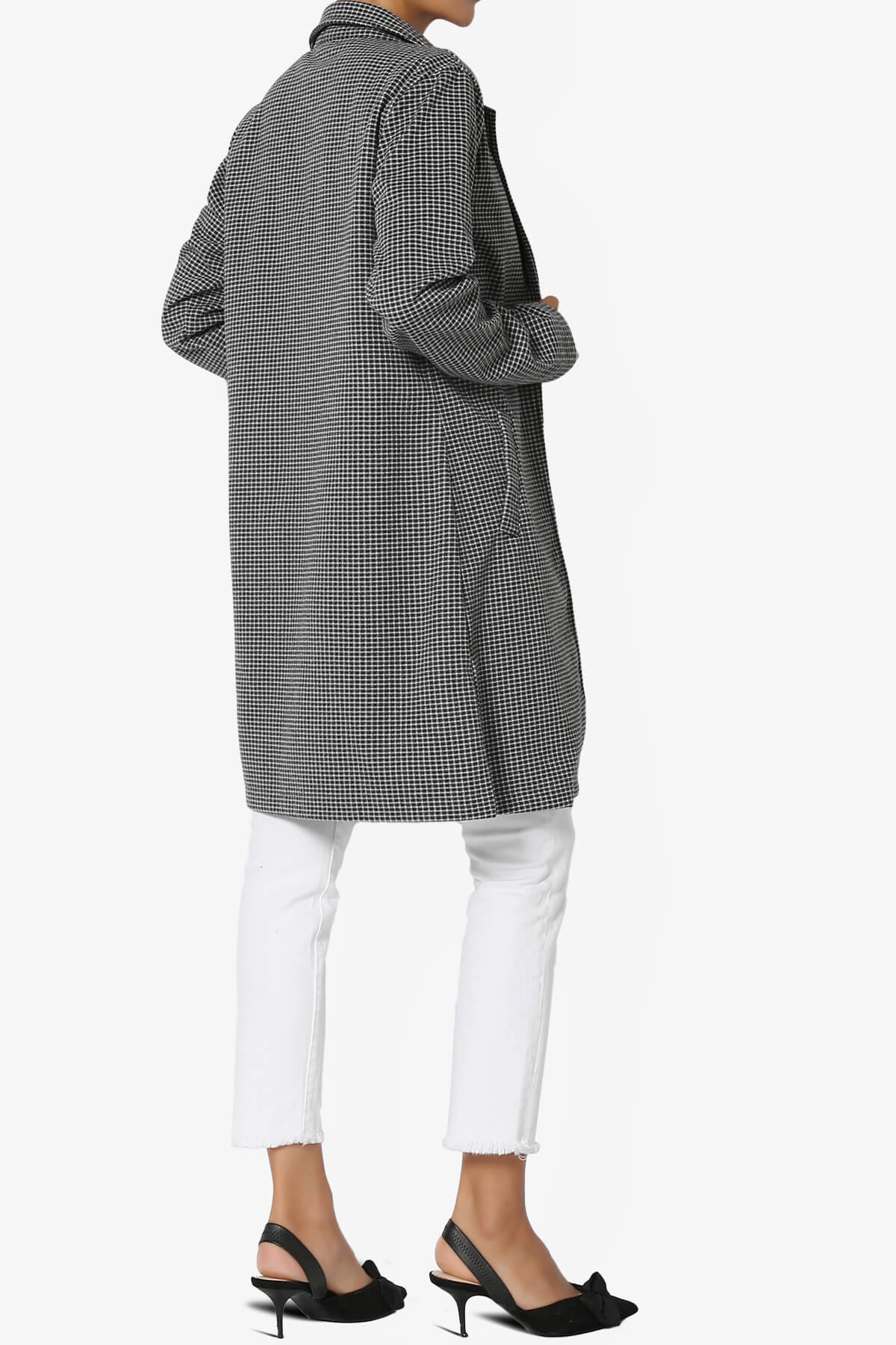 Amulet Checkered Long Coat Jacket BLACK_4