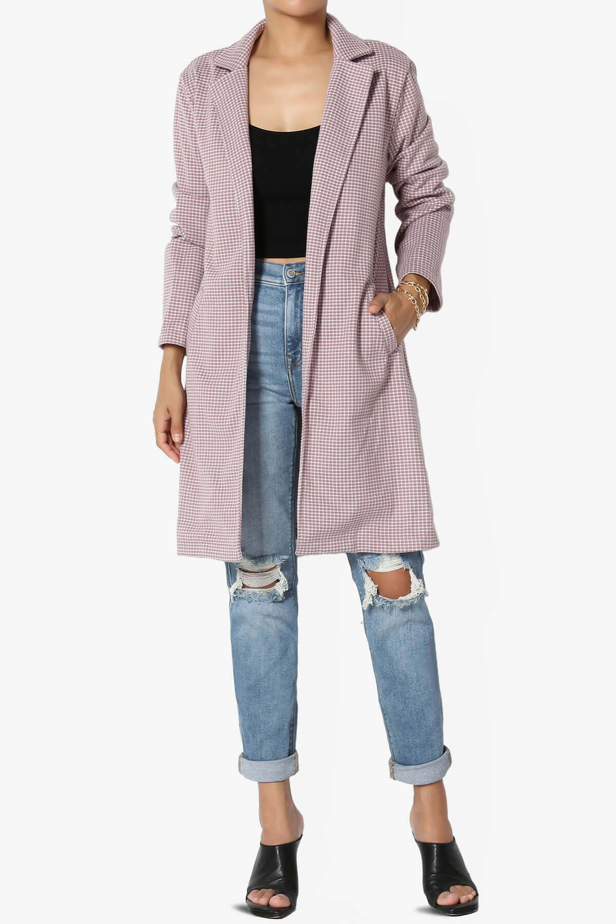 Amulet Checkered Long Coat Jacket DUSTY LAVENDER_6