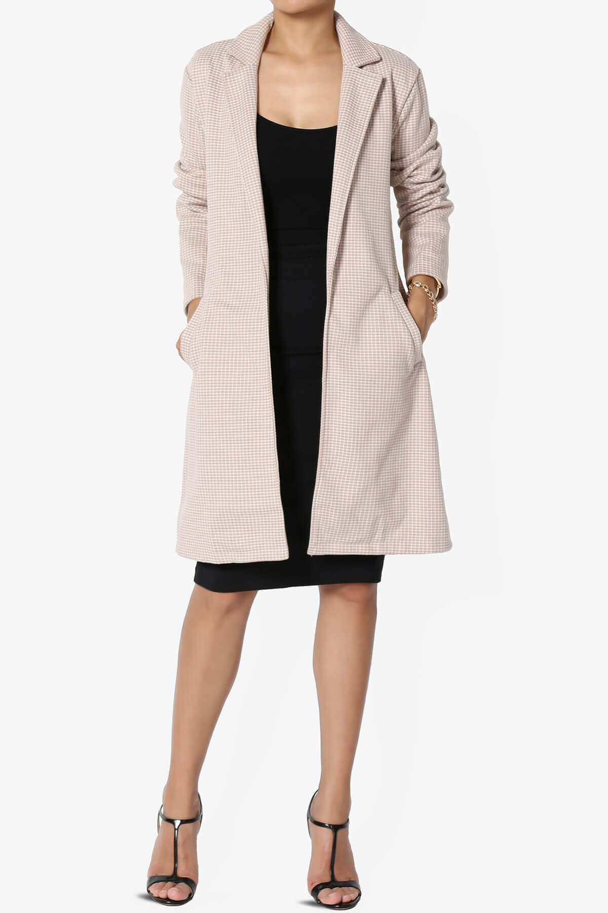 Amulet Checkered Long Coat Jacket KHAKI_6