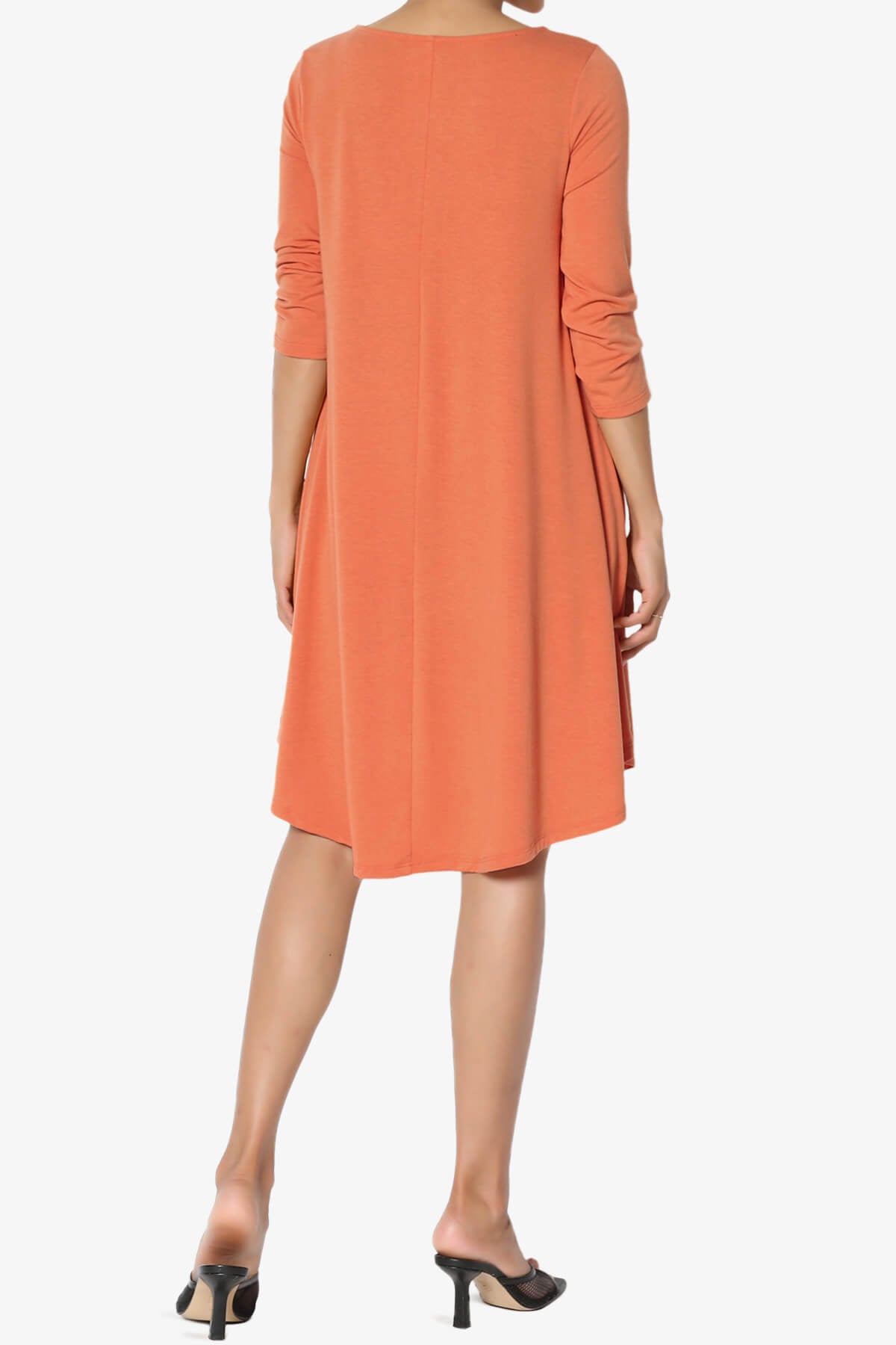 Ariella 3/4 Sleeve Strappy Scoop Neck Dress ASH COPPER_2