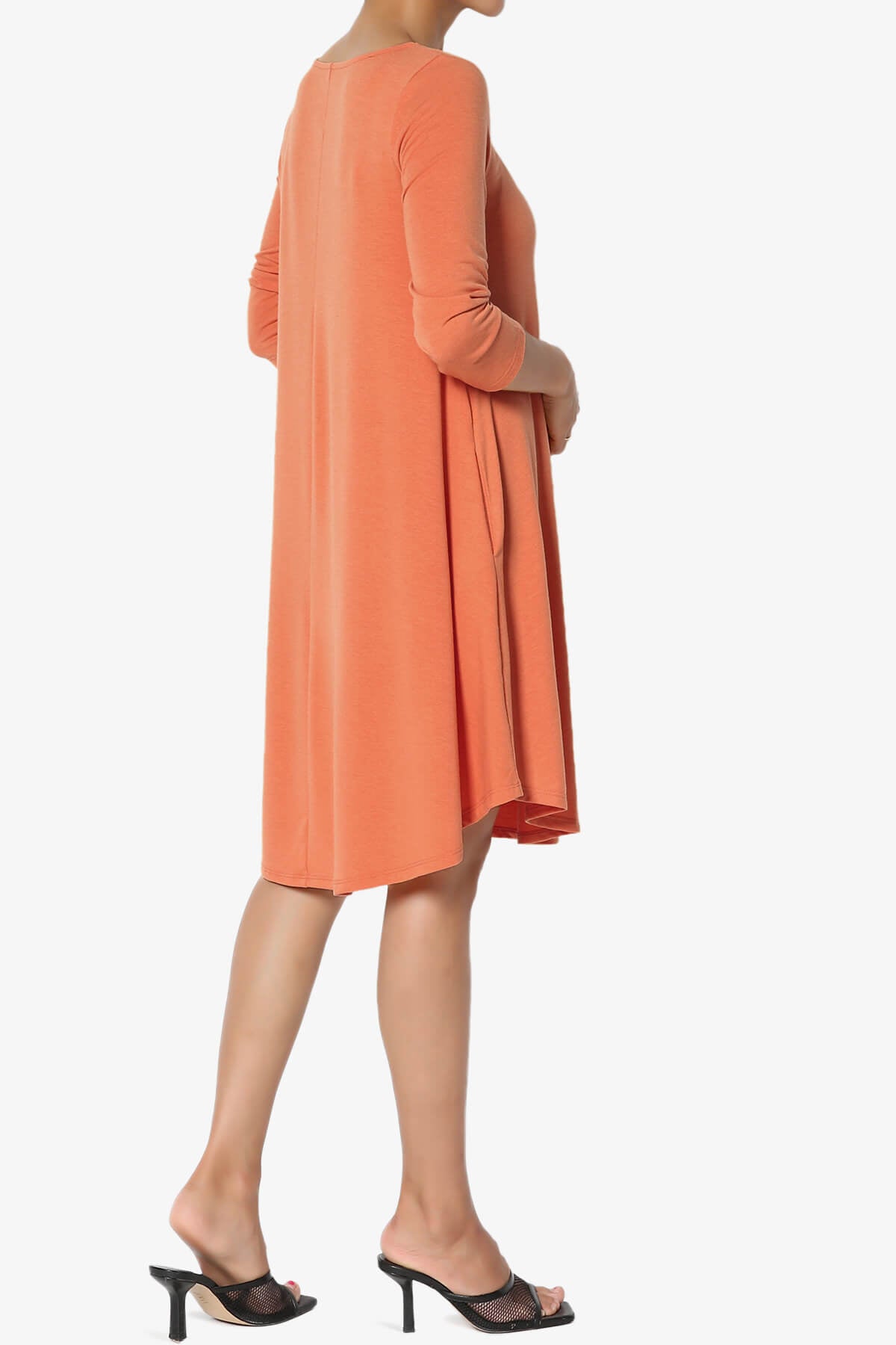 Ariella 3/4 Sleeve Strappy Scoop Neck Dress ASH COPPER_4