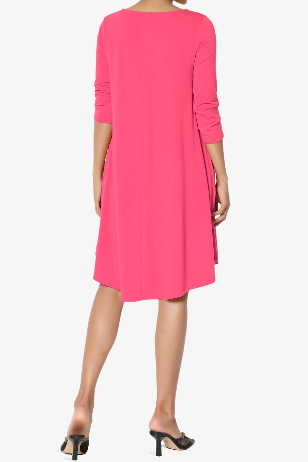 Ariella 3/4 Sleeve Strappy Scoop Neck Dress FUCHSIA_2