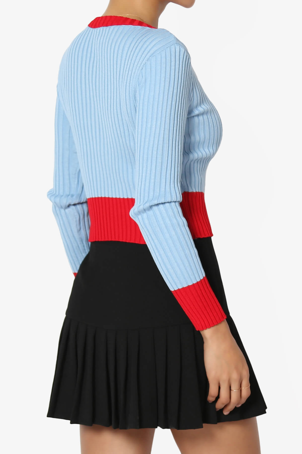 Avani Colorblock Ribbed Knit Top BLUE_4