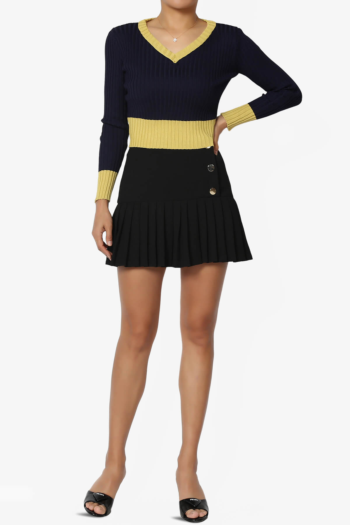 Avani Colorblock Ribbed Knit Top NAVY_6