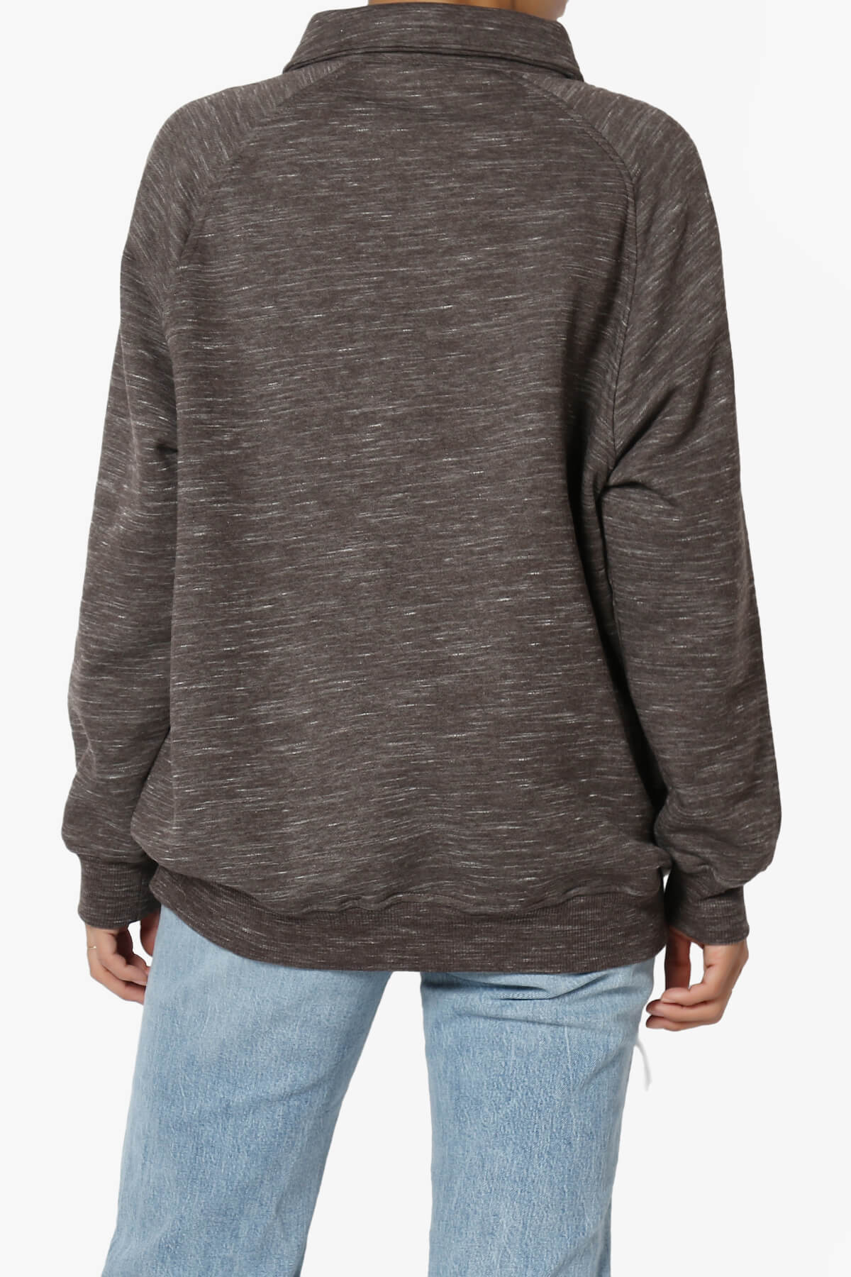 Avianna Oversized Fleece Polo Sweatshirt BROWN_2