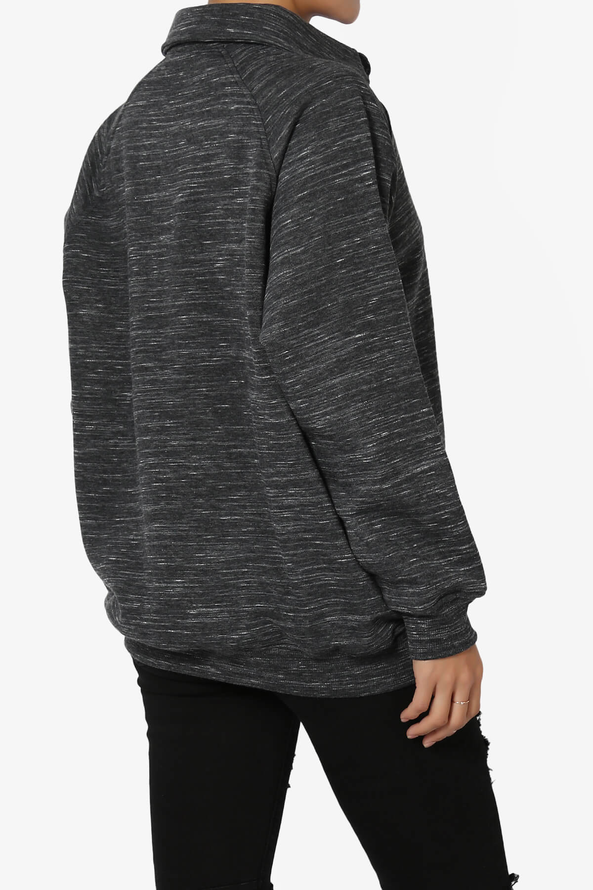 Avianna Oversized Fleece Polo Sweatshirt CHARCOAL_4