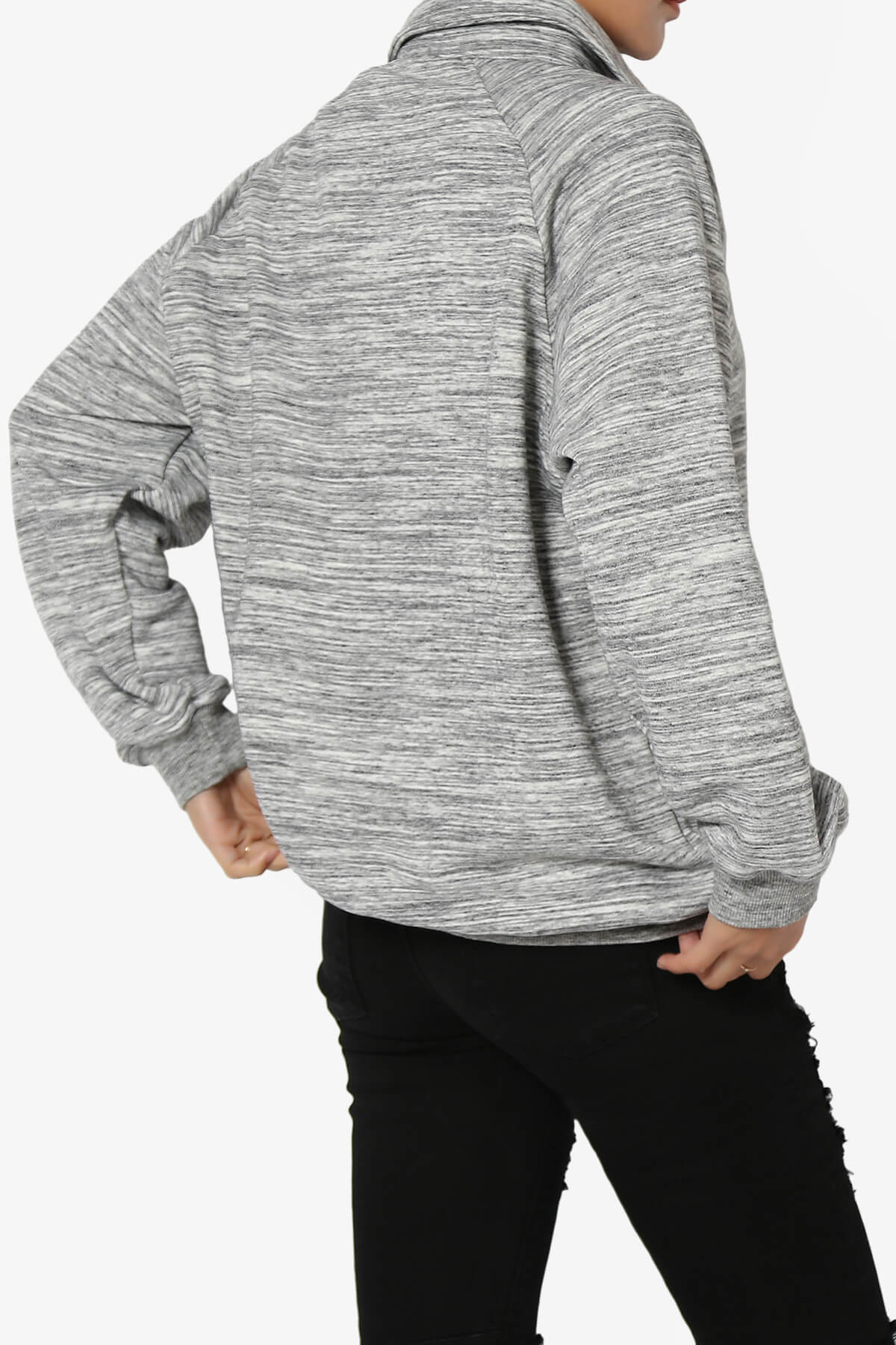 Avianna Oversized Fleece Polo Sweatshirt HEATHER GREY_4