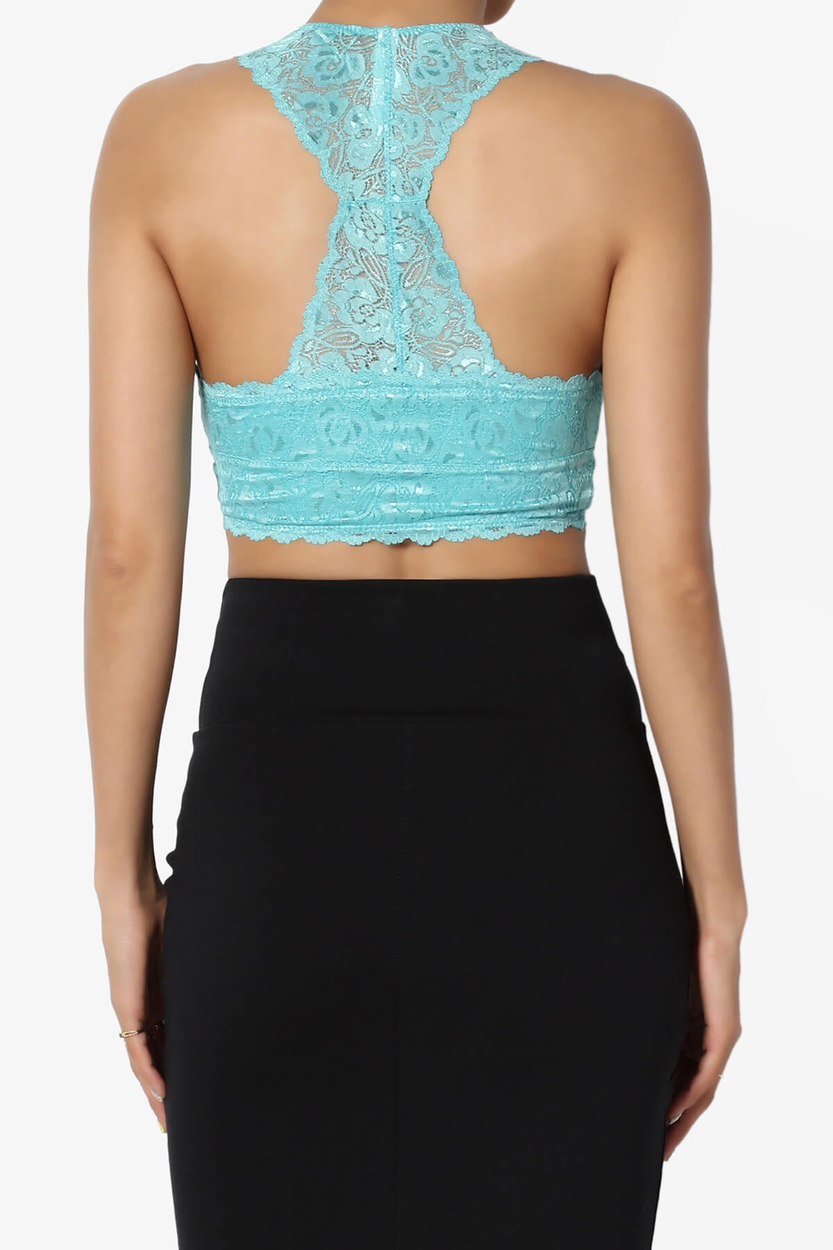 Baja Padded Lace Bralette Crop Tank Top ASH MINT_2