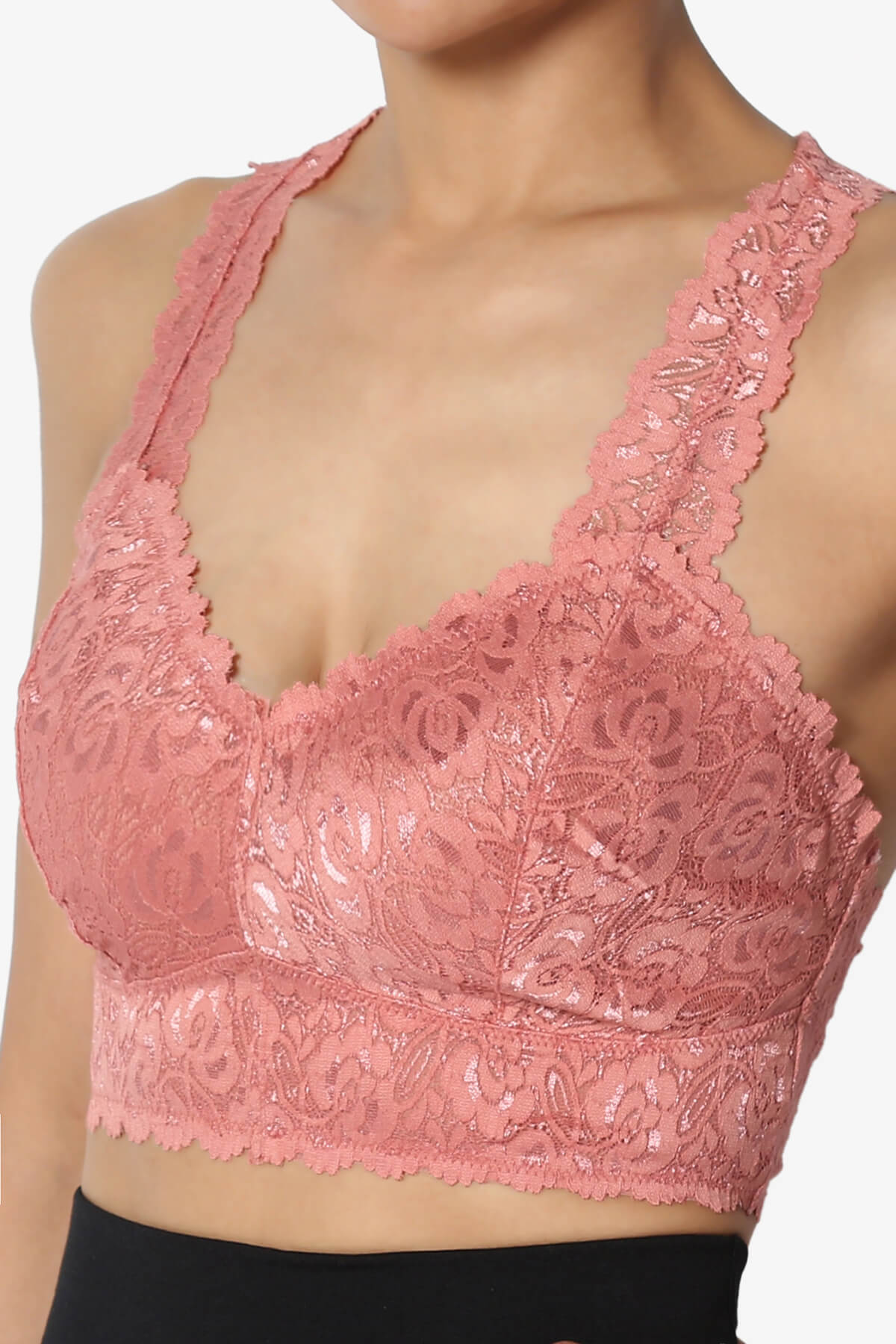 Baja Padded Lace Bralette Crop Tank Top ASH ROSE_5