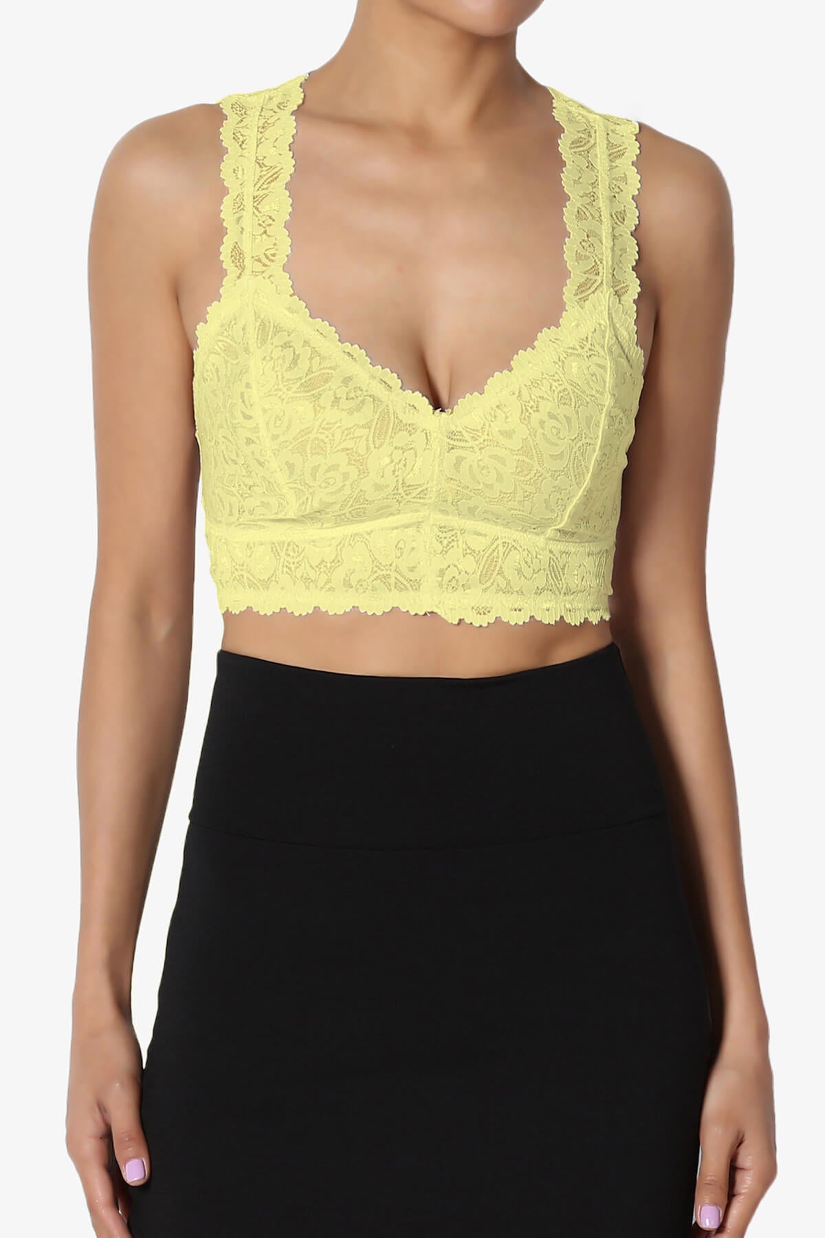 Baja Padded Lace Bralette Crop Tank Top BANANA_1