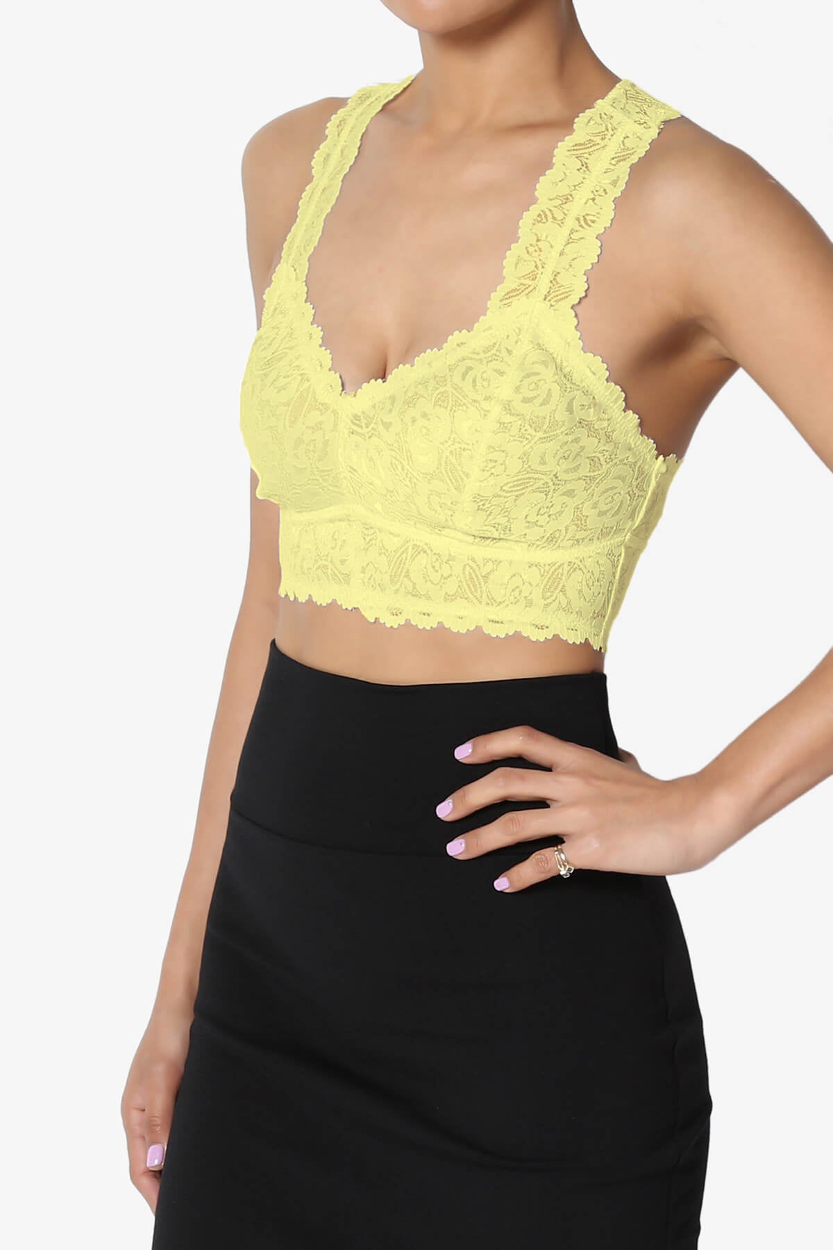 Baja Padded Lace Bralette Crop Tank Top BANANA_3