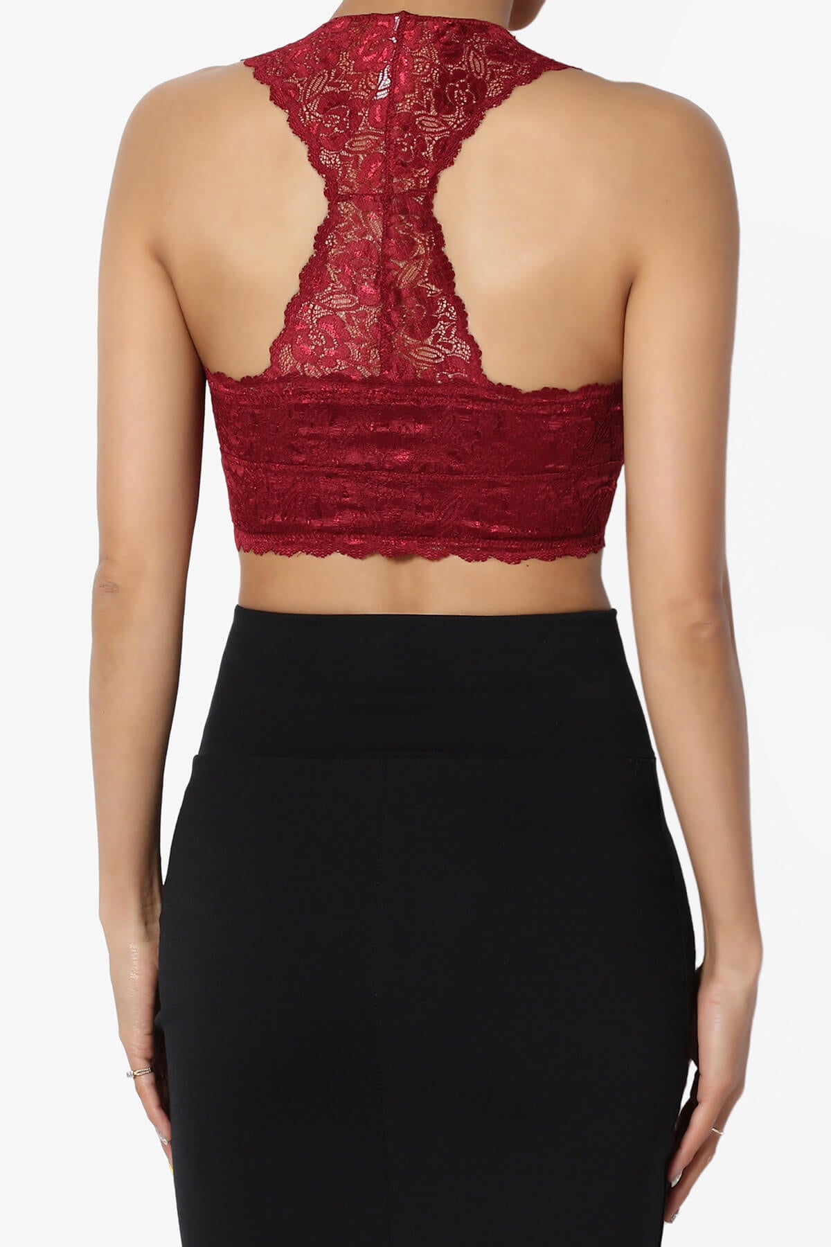 Baja Padded Lace Bralette Crop Tank Top BURGUNDY_2