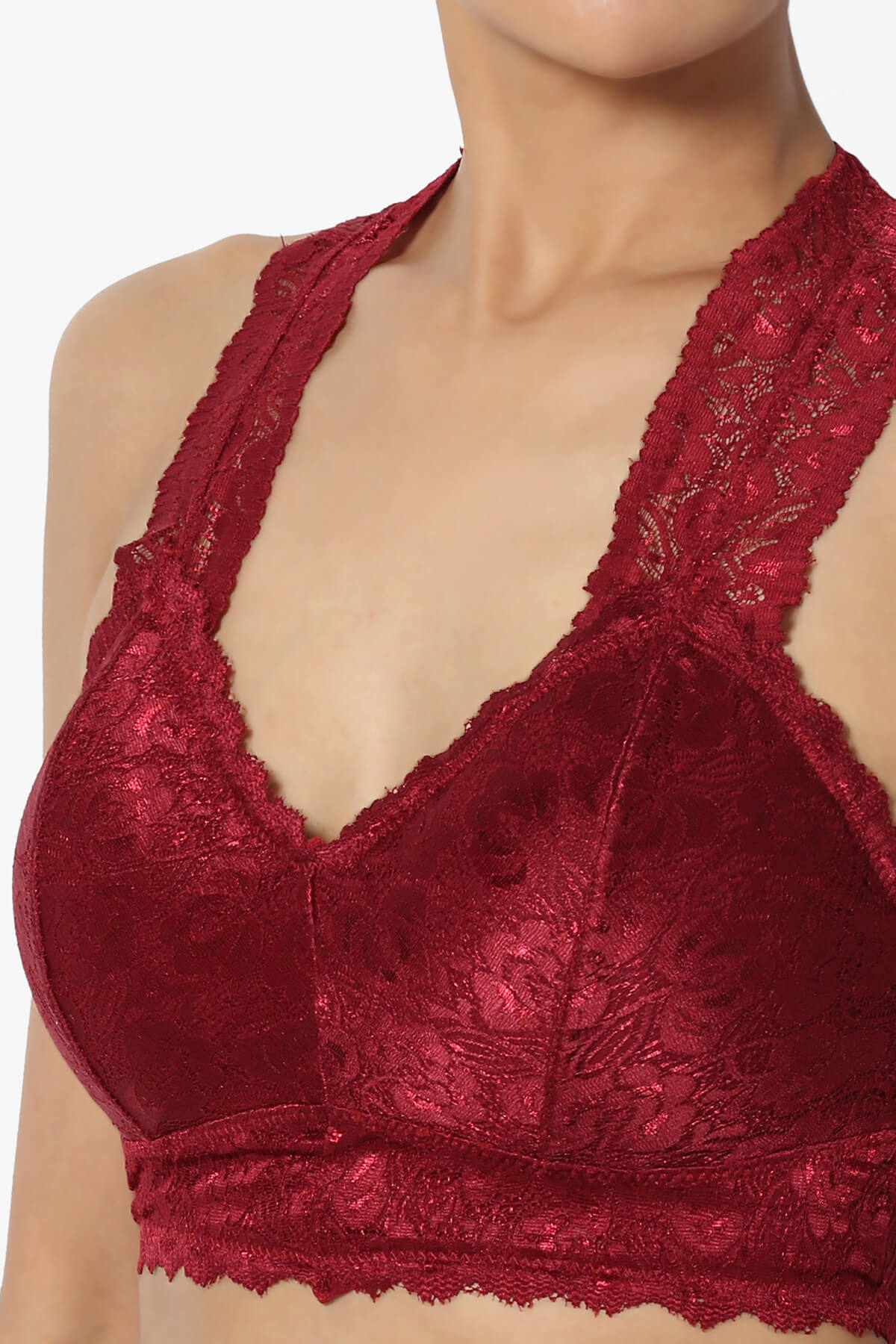 Baja Padded Lace Bralette Crop Tank Top BURGUNDY_5