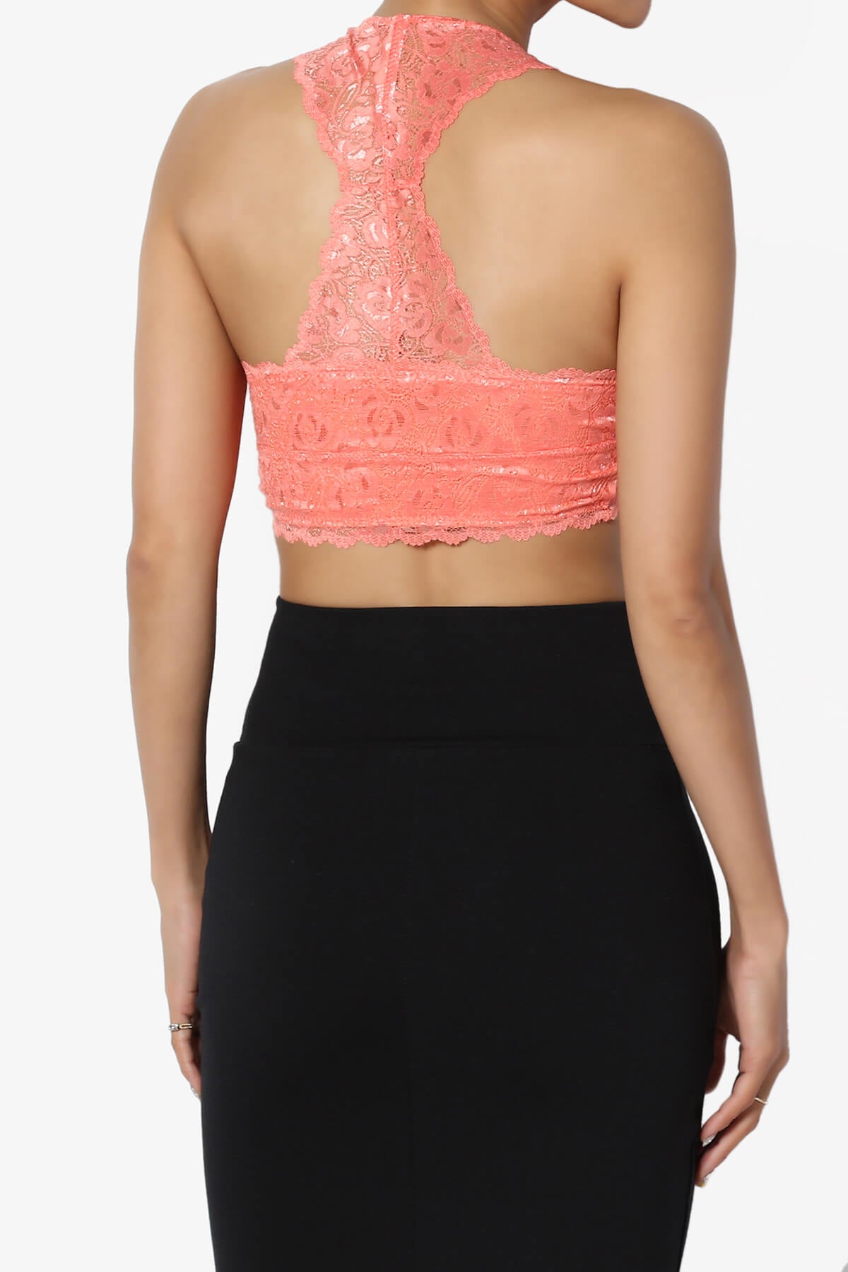 Baja Padded Lace Bralette Crop Tank Top CORAL_2